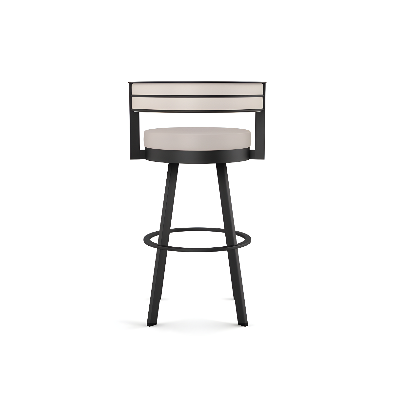 Amisco Browser Upholstered Counter Height Barstool Cream/Black: Steel Frame, Faux Leather, Fixed Height