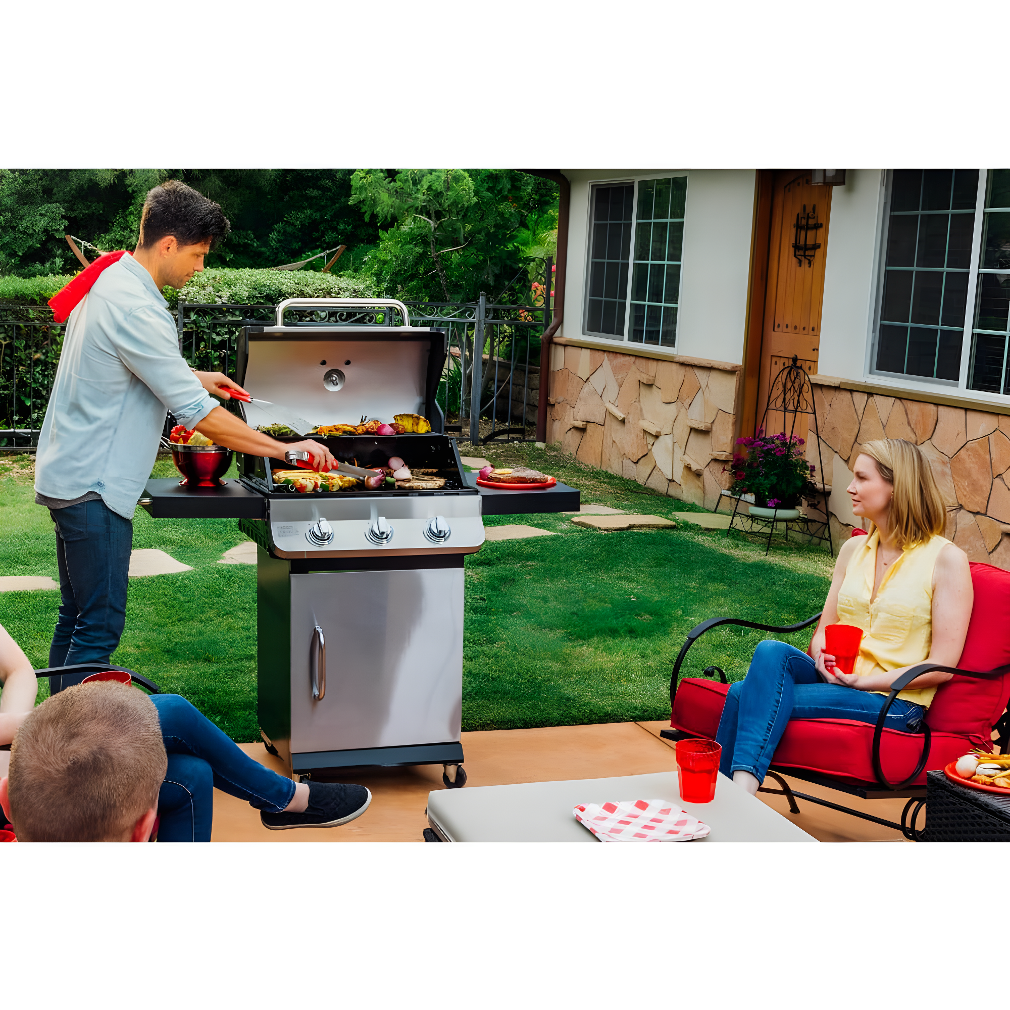 Dyna-Glo 3 - Burner Free Standing 36000 BTU Gas Grill with Cabinet