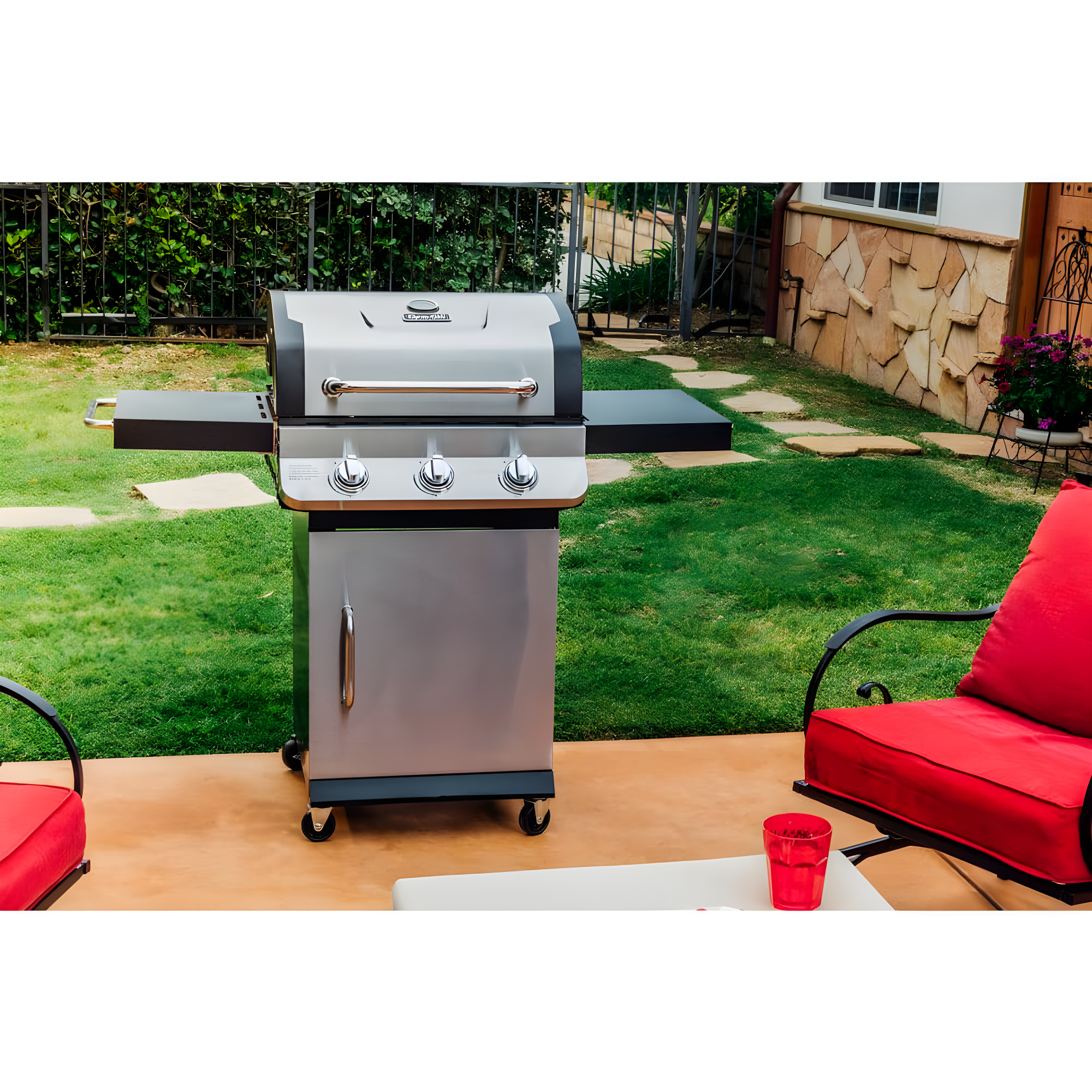 Dyna-Glo 3 - Burner Free Standing 36000 BTU Gas Grill with Cabinet