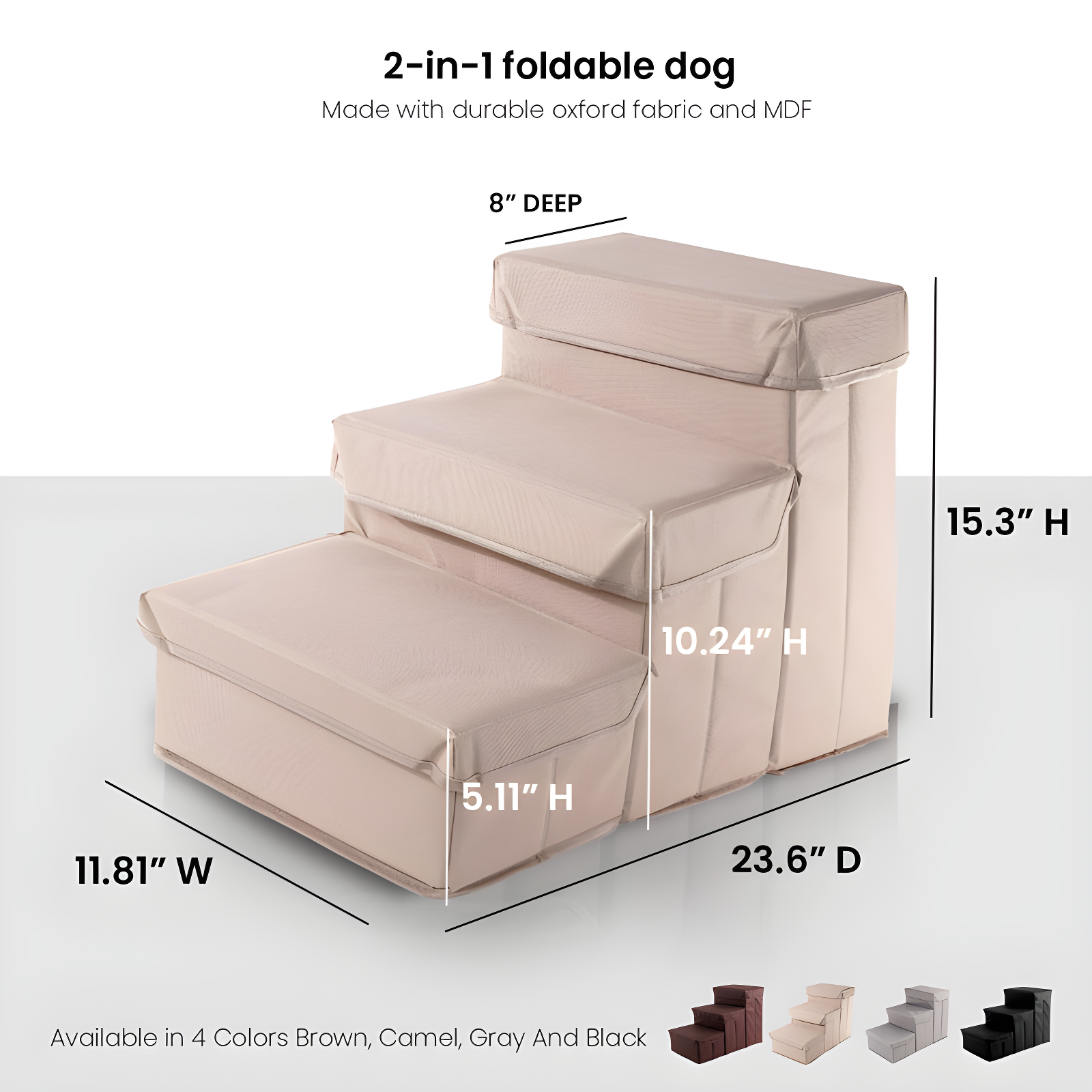 Wava Padded 3 Step Pet Storage Foldable Steps