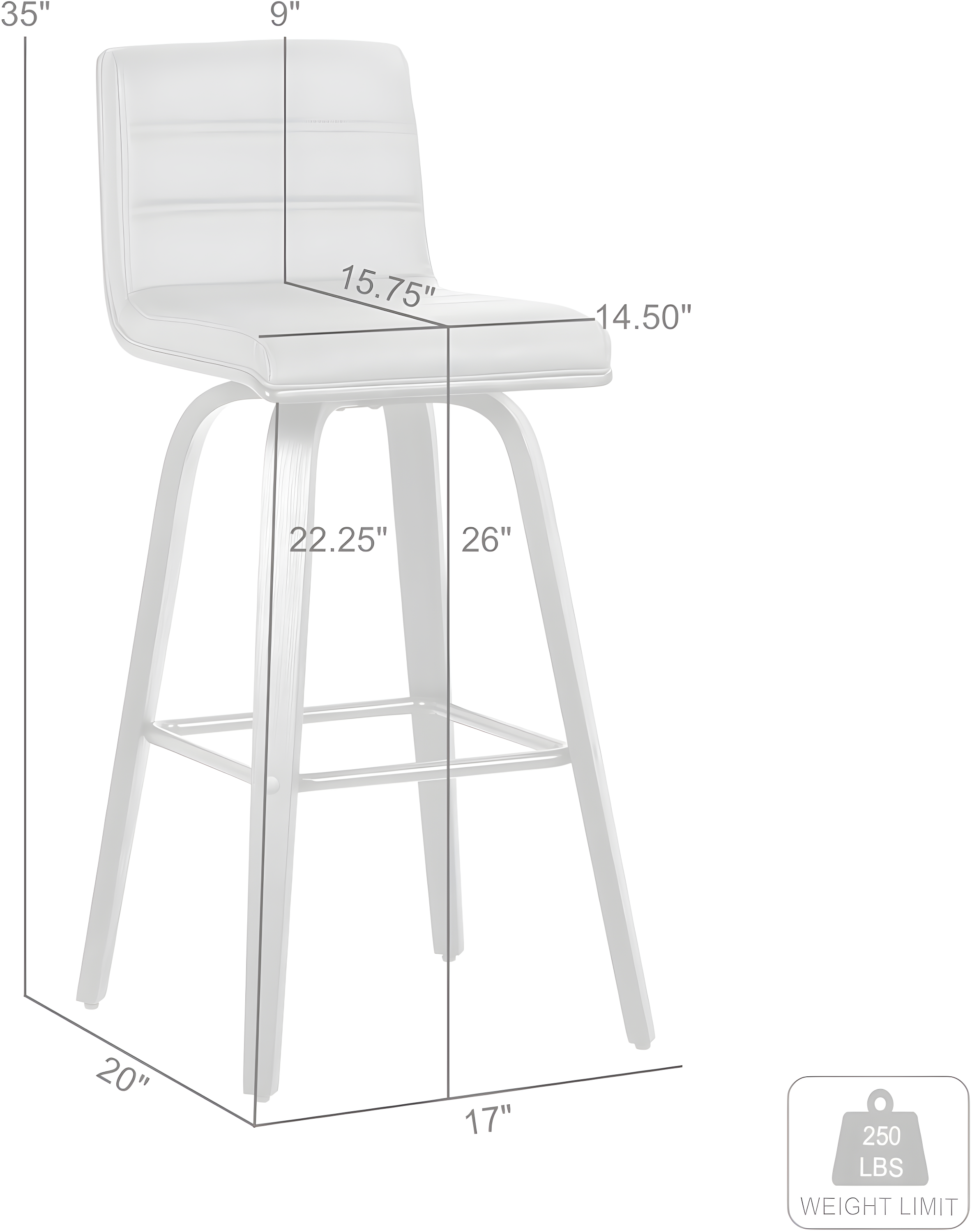 26" Vienna Faux Leather Counter Height Barstool - Armen Living