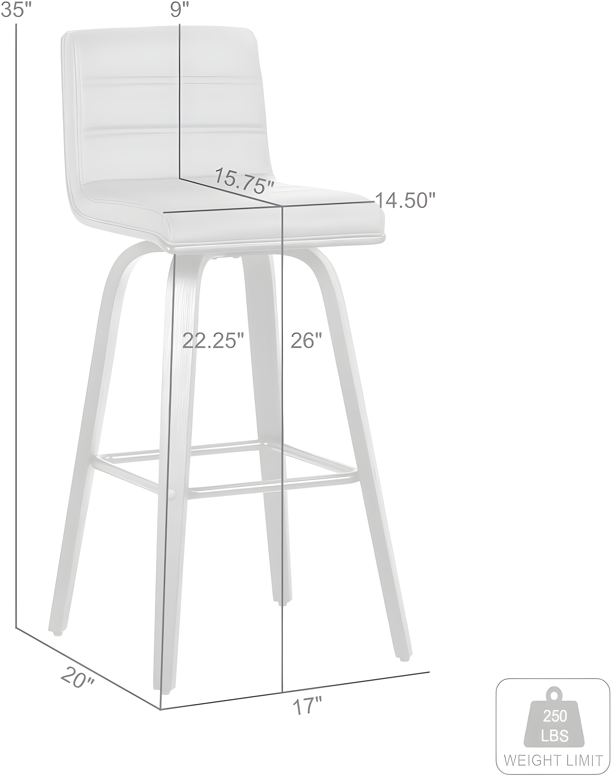 26" Vienna Faux Leather Counter Height Barstool - Armen Living