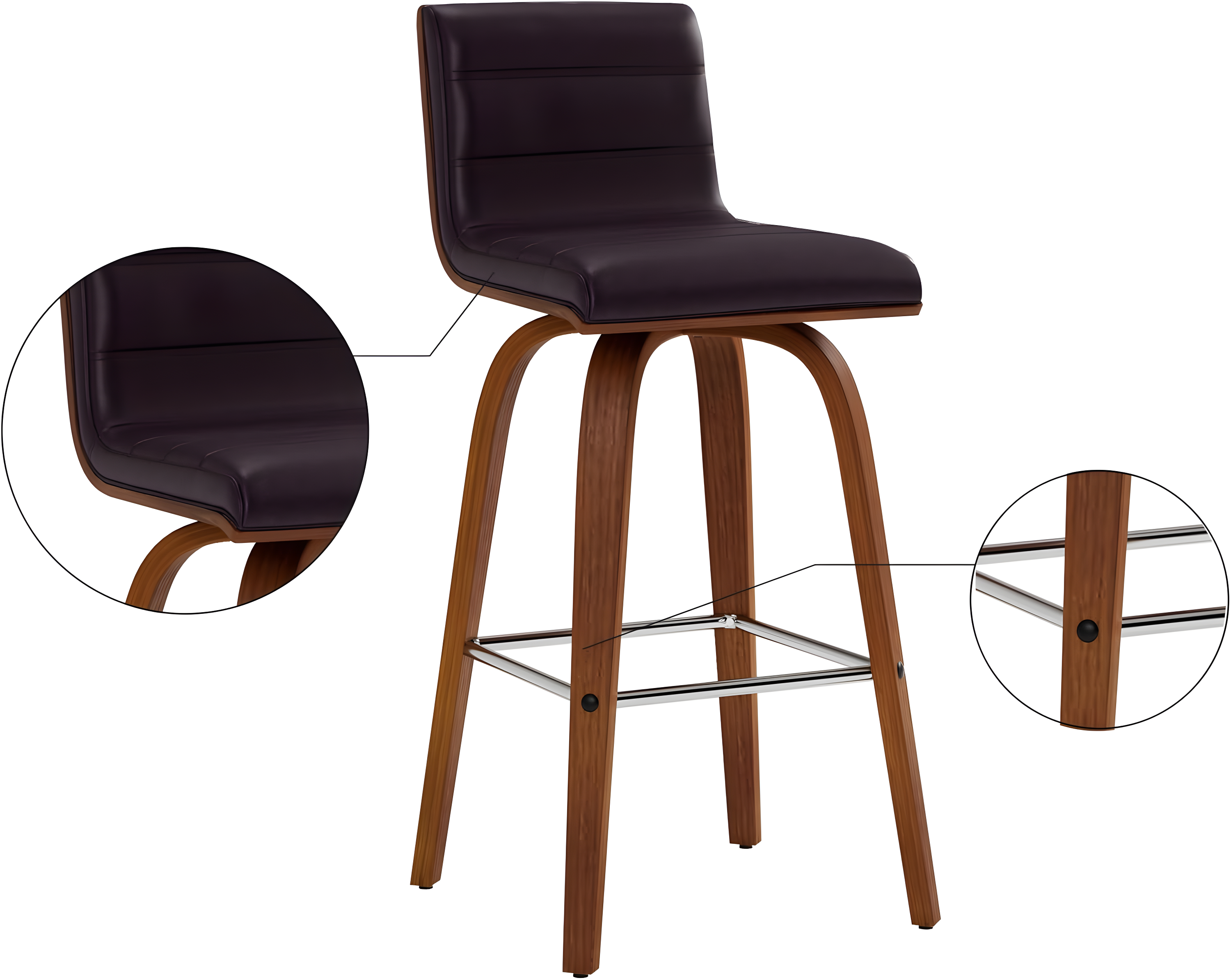 26" Vienna Faux Leather Counter Height Barstool - Armen Living
