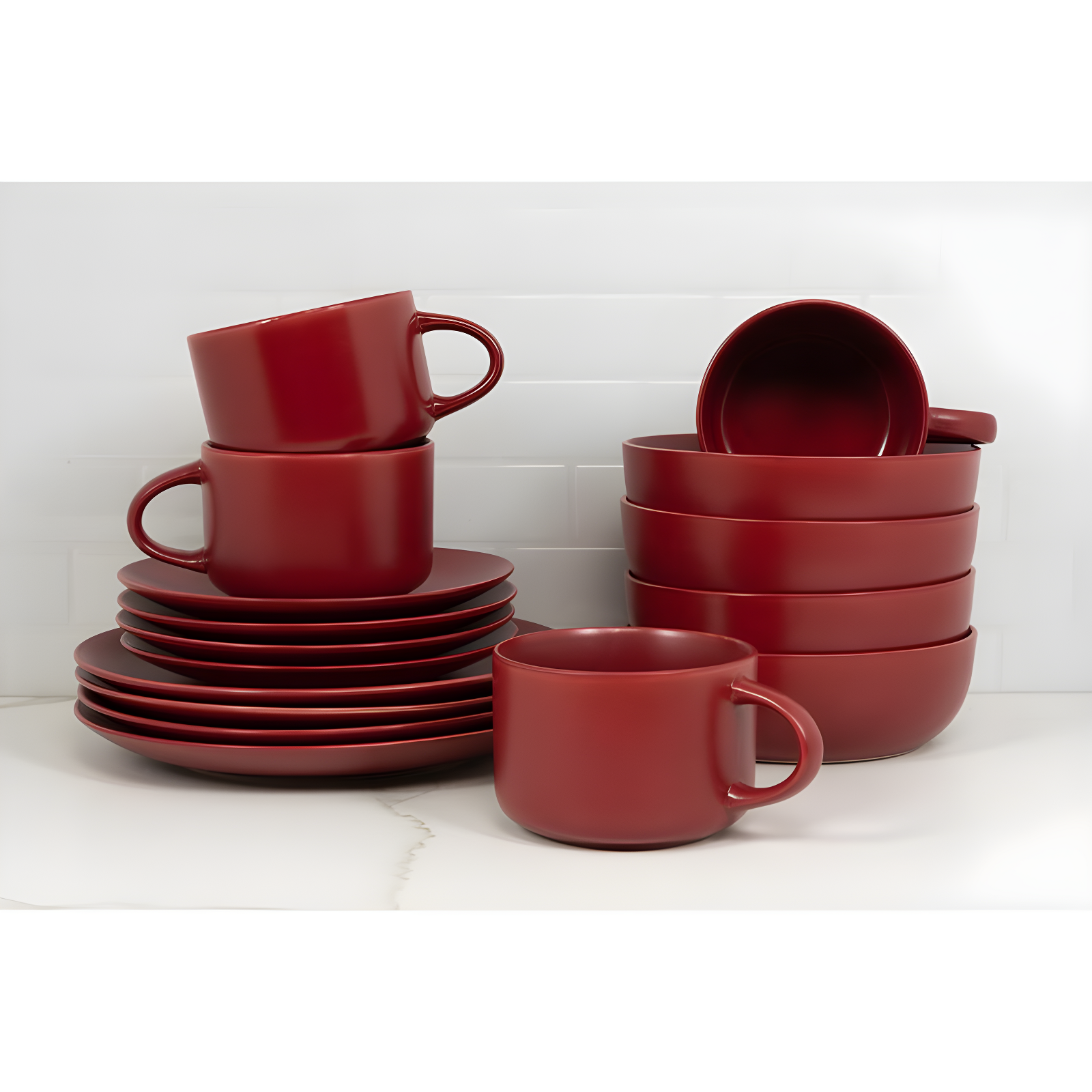 Ten Strawberry Street Wazee Matte 16 Piece Dinnerware Set, Service for 4