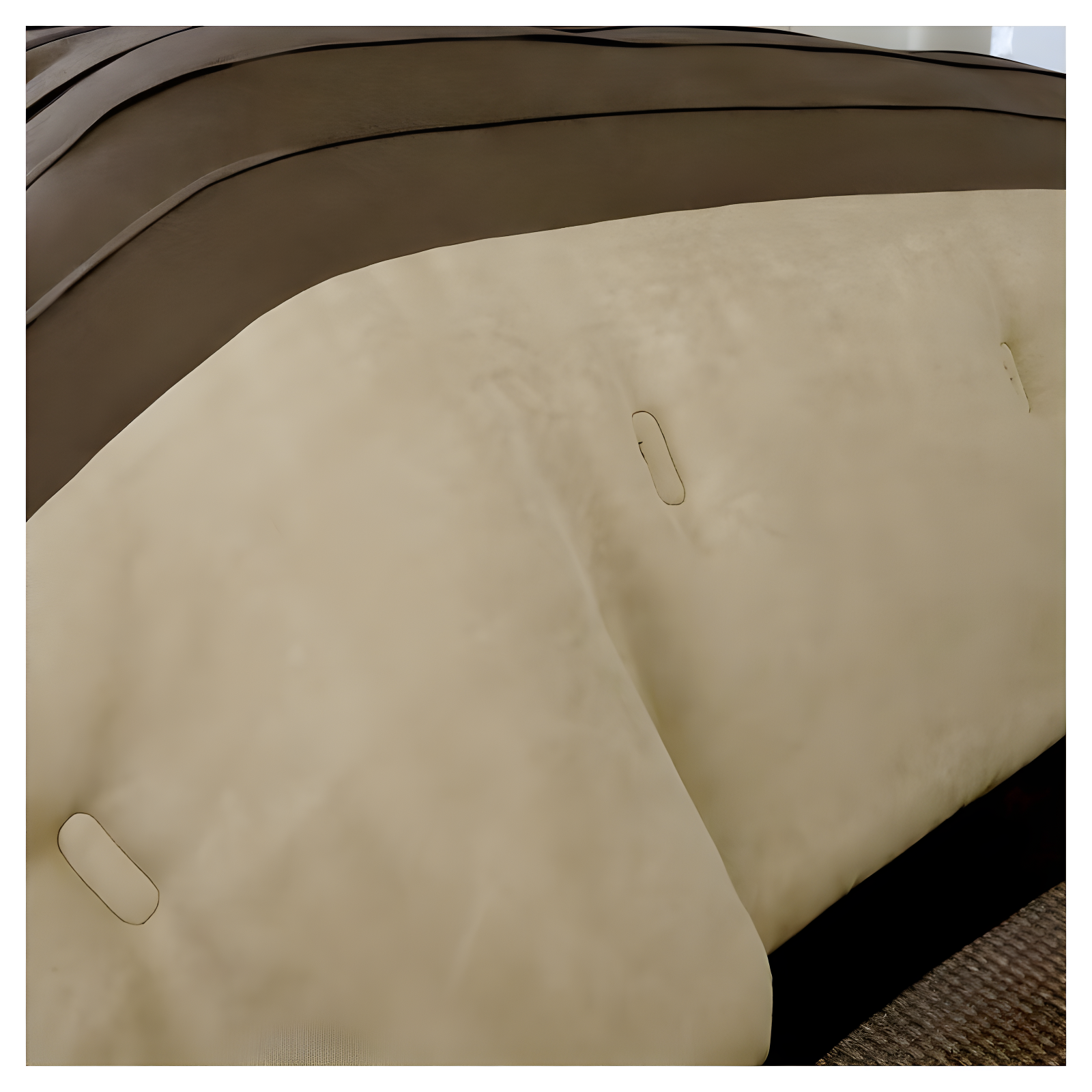 7pc Queen Dakota Microsuede Comforter Set Brown/Cream: Madison Park, Hypoallergenic, Farmhouse Style