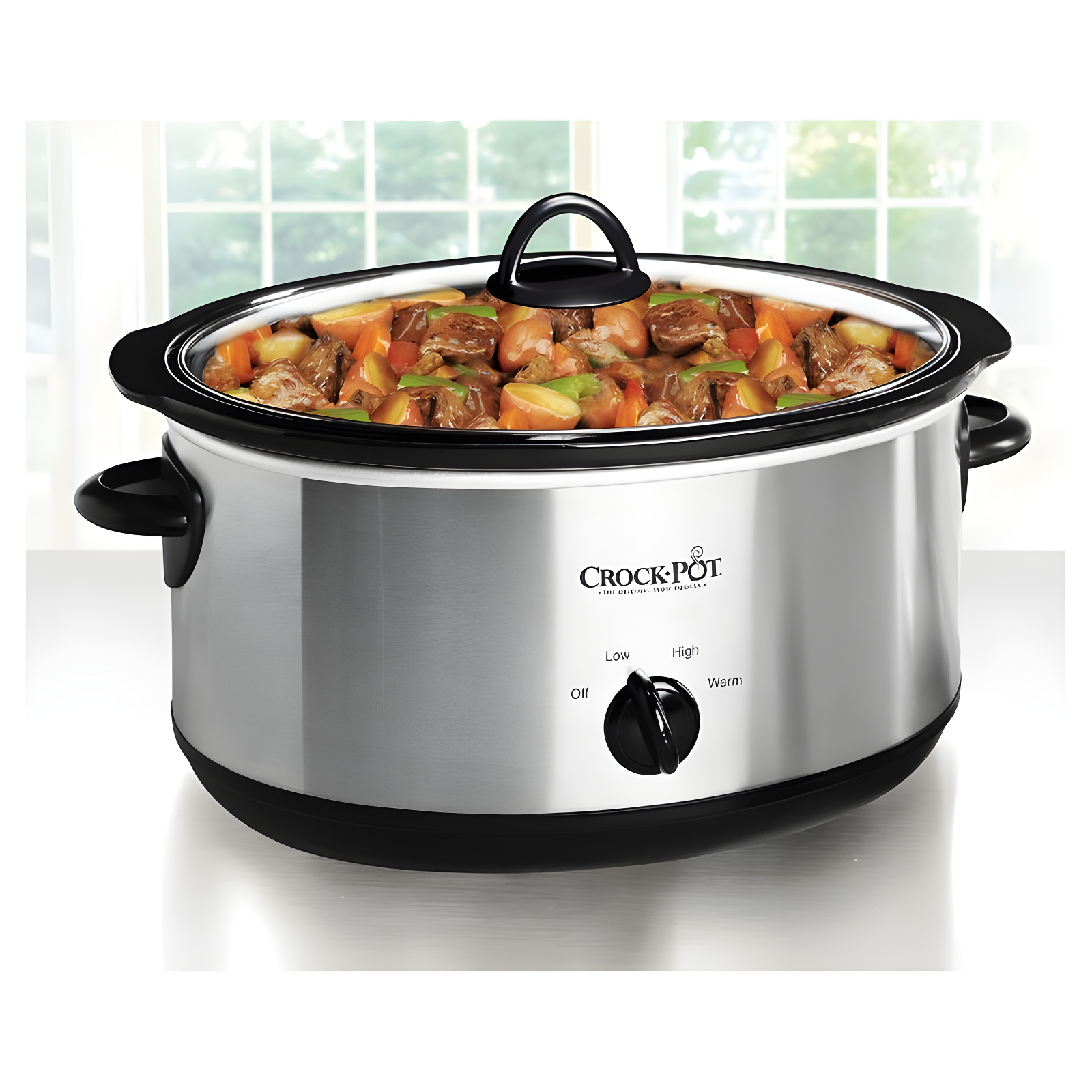 Crock-Pot 7qt Manual Slow Cooker - Stainless Steel: Original Slow Cooker, Removable Stoneware, Stay-Cool Handles, 270W