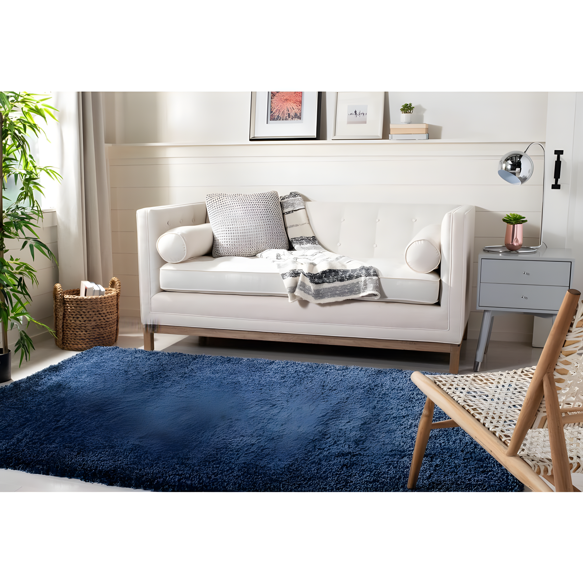 Shag SG151 Power Loomed Indoor Area Rug - Navy - 4'x4' - Safavieh.