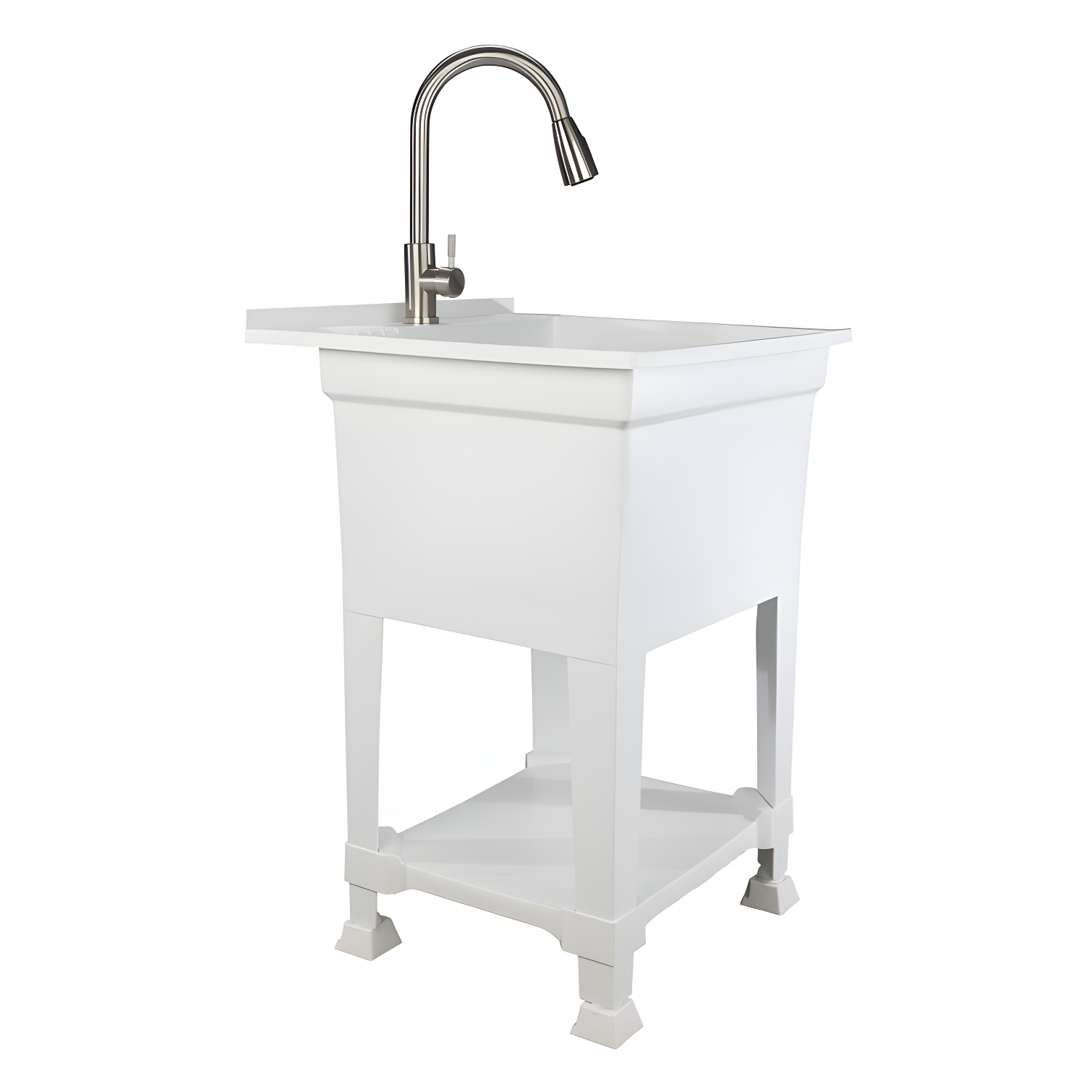 UTILITYSINKS Plastic 24" Compact Workshop Freestanding Laundry Sink with Faucet