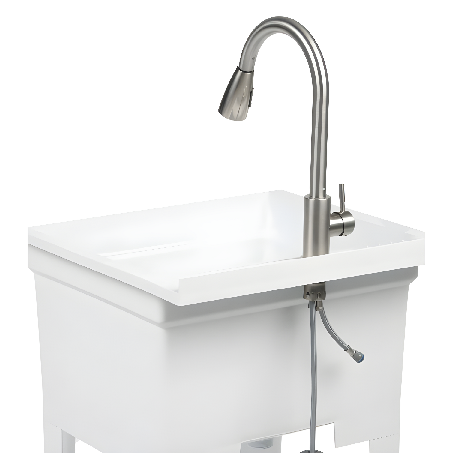 UTILITYSINKS Plastic 24" Compact Workshop Freestanding Laundry Sink with Faucet