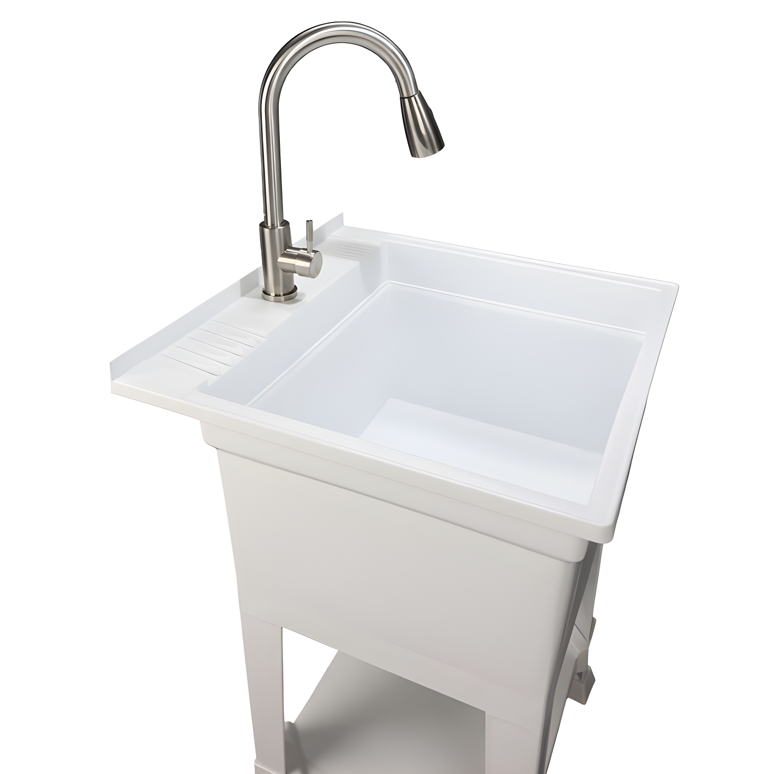 UTILITYSINKS Plastic 24" Compact Workshop Freestanding Laundry Sink with Faucet