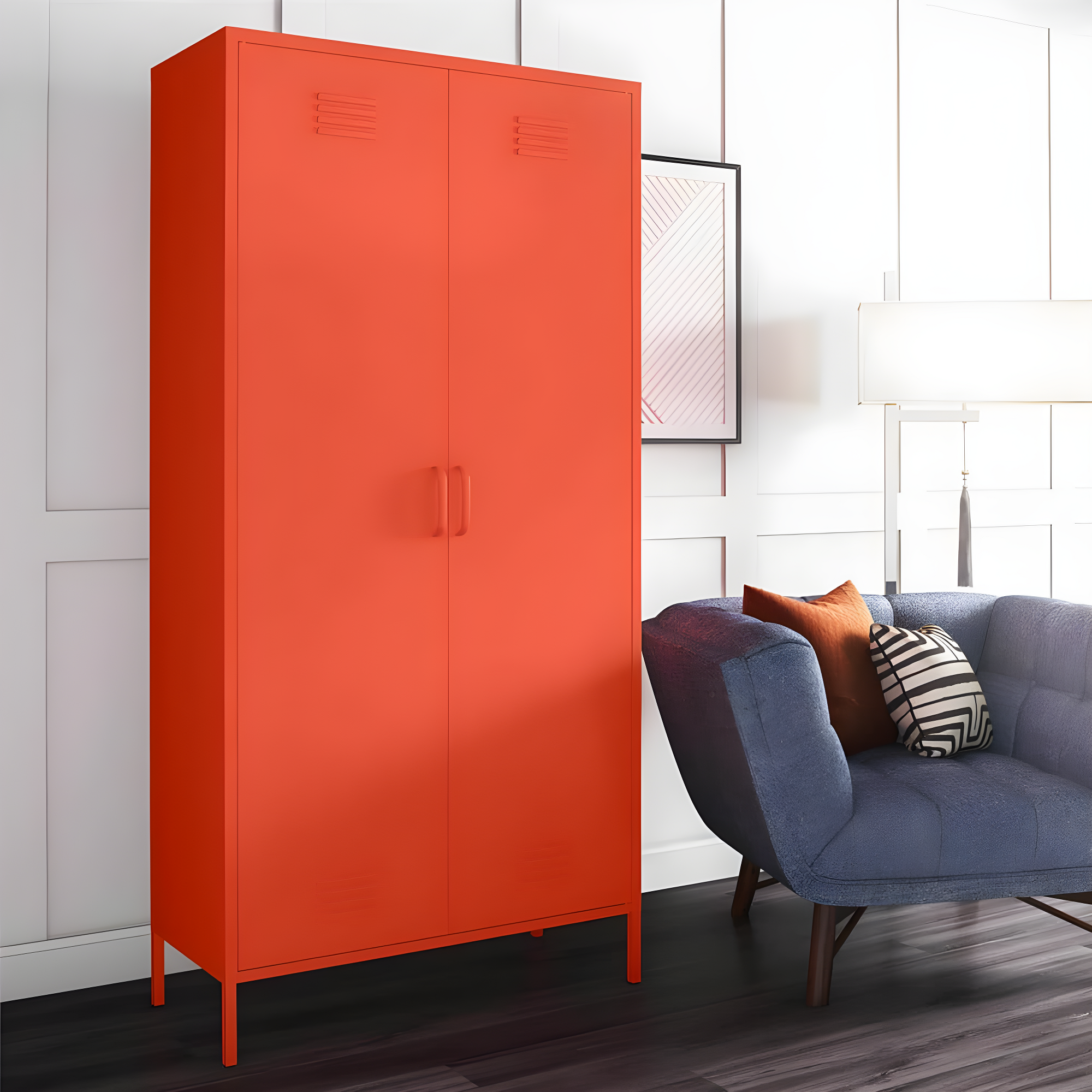 Cache 2 Door Tall Metal Locker Style Storage Cabinet