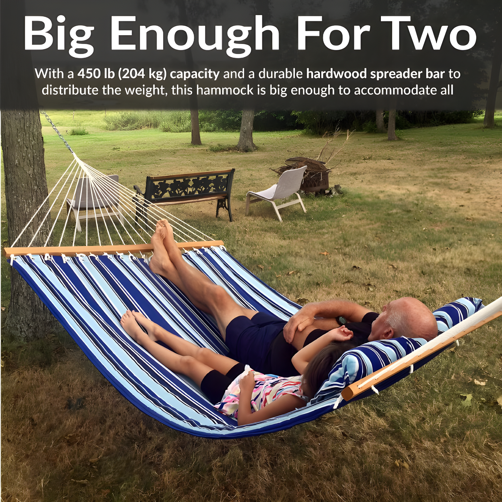 2-Person Quilted Polyester Spreader Bar Hammock