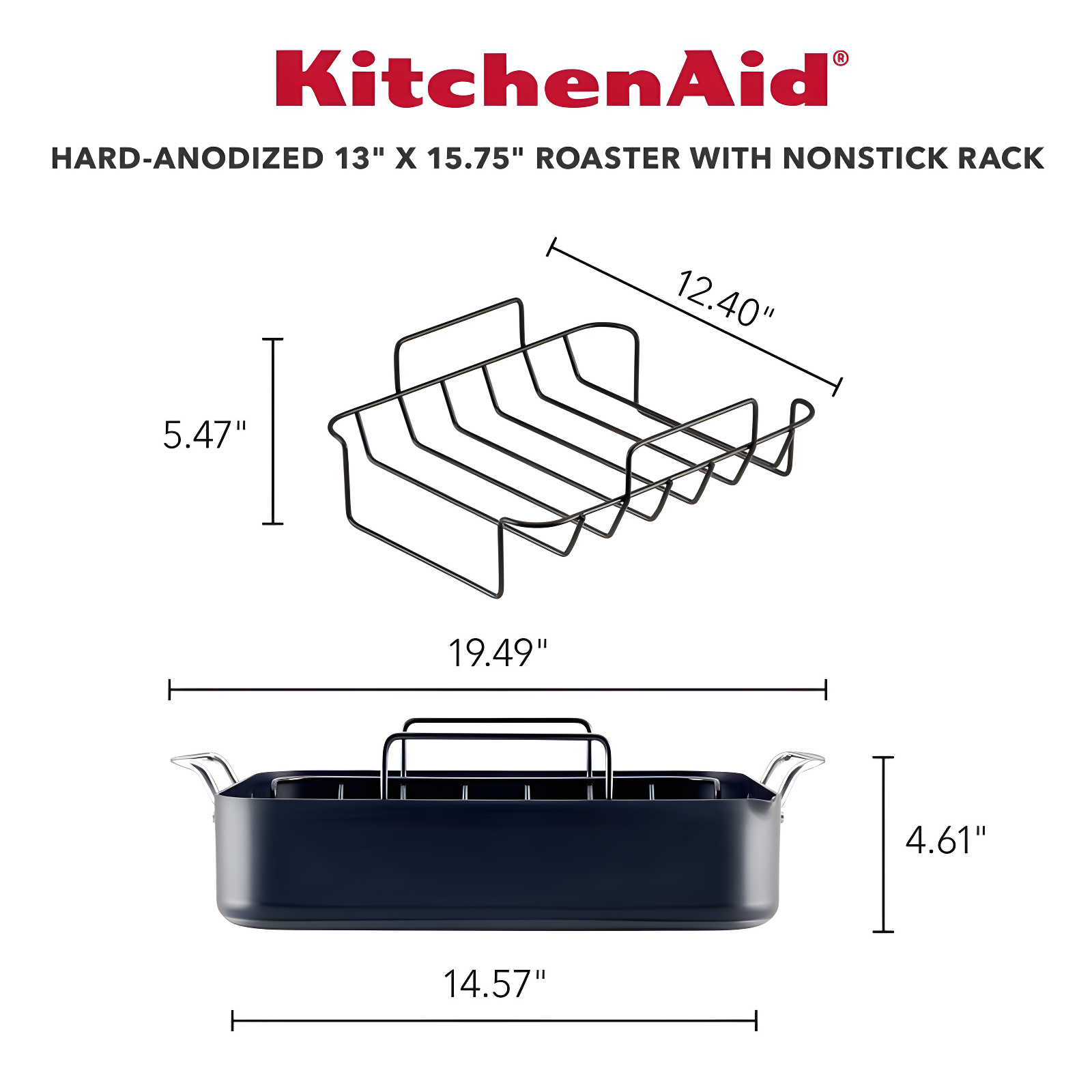 KitchenAid Hard-Anodized Aluminum Non-Stick Roasting Pan with Rack