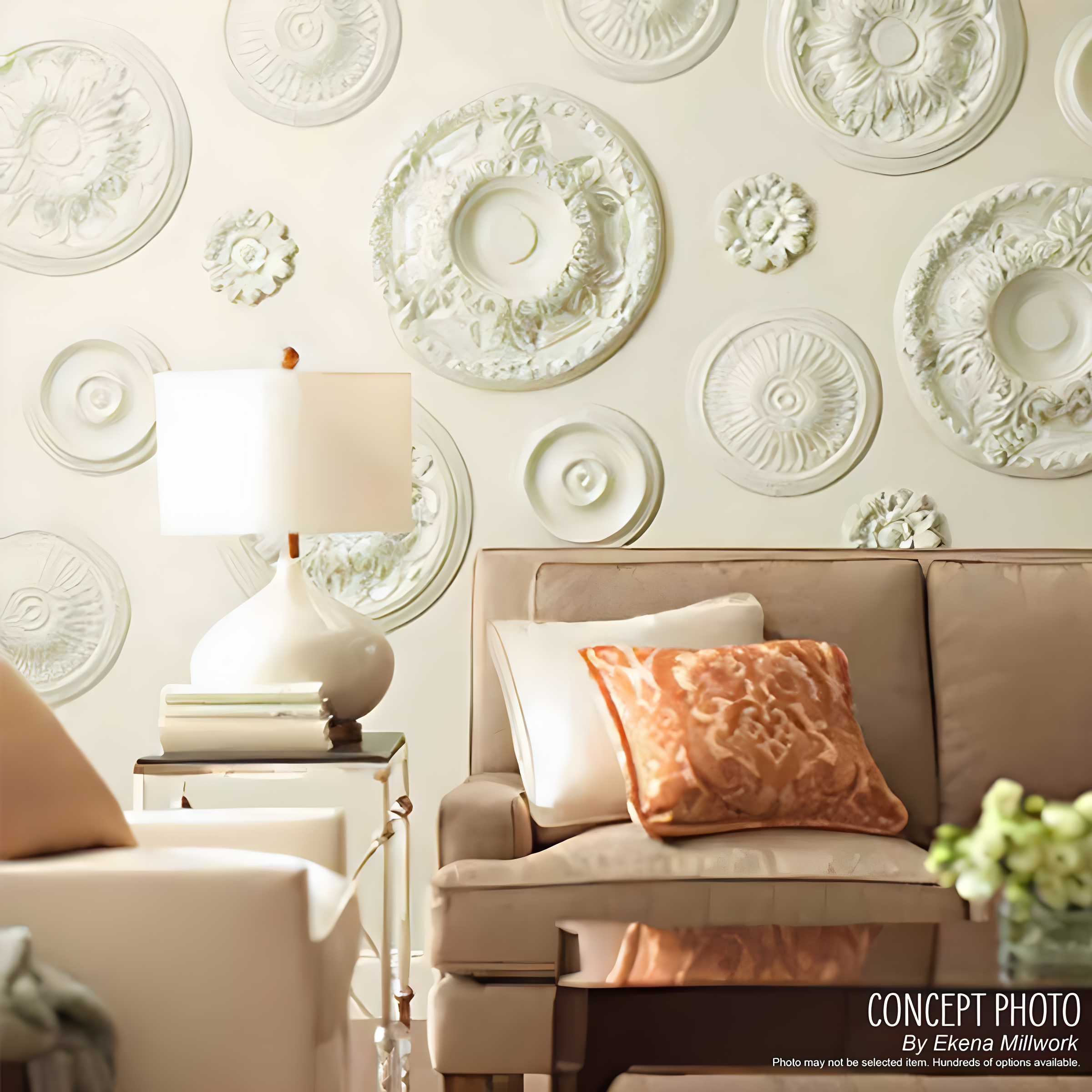 Ekena Millwork 23 7/8"OD x 4"ID x 2 1/8"P Ashley Ceiling Medallion (Fits Canopies up to 4 3/4")