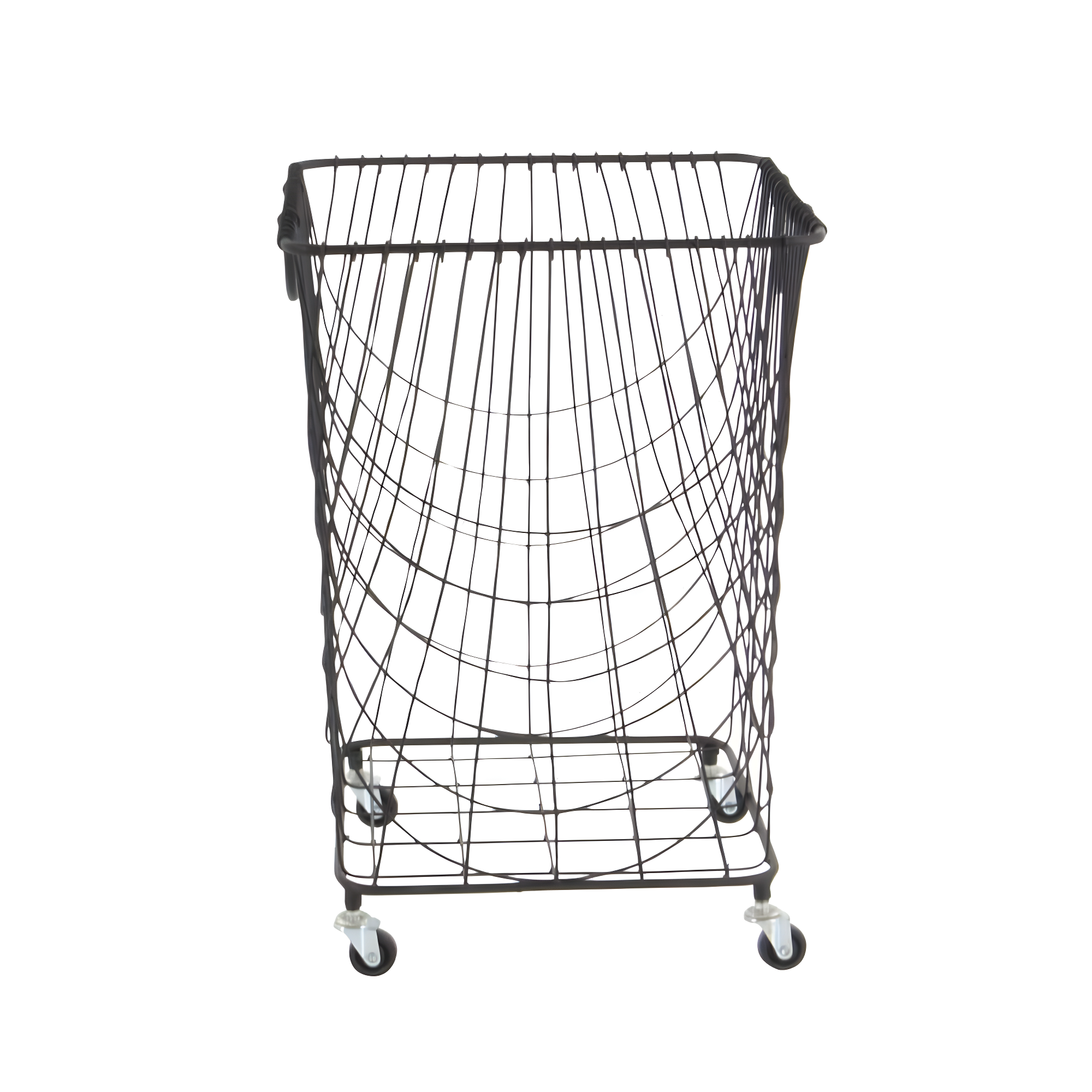 Metal Deep Set Metal Mesh Laundry Basket Storage Cart with Wheels and Handles