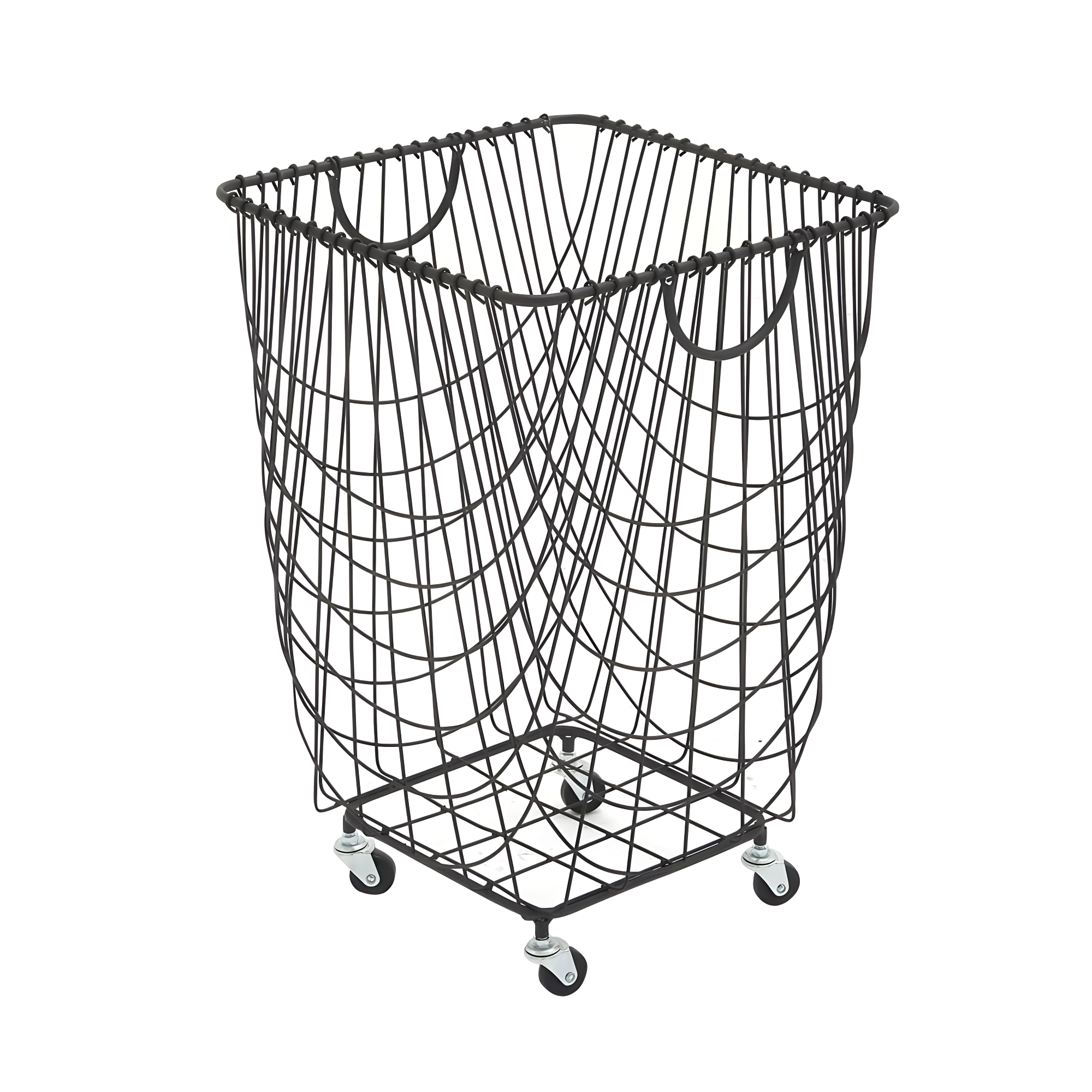 Metal Deep Set Metal Mesh Laundry Basket Storage Cart with Wheels and Handles
