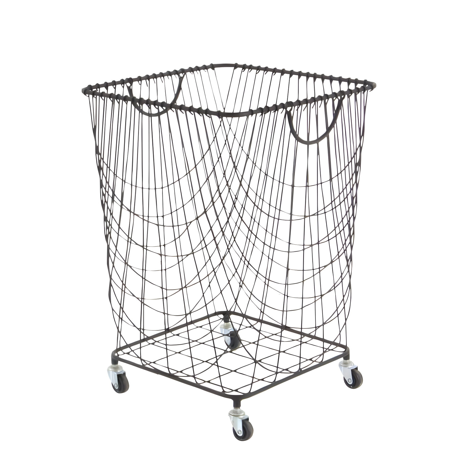 Metal Deep Set Metal Mesh Laundry Basket Storage Cart with Wheels and Handles