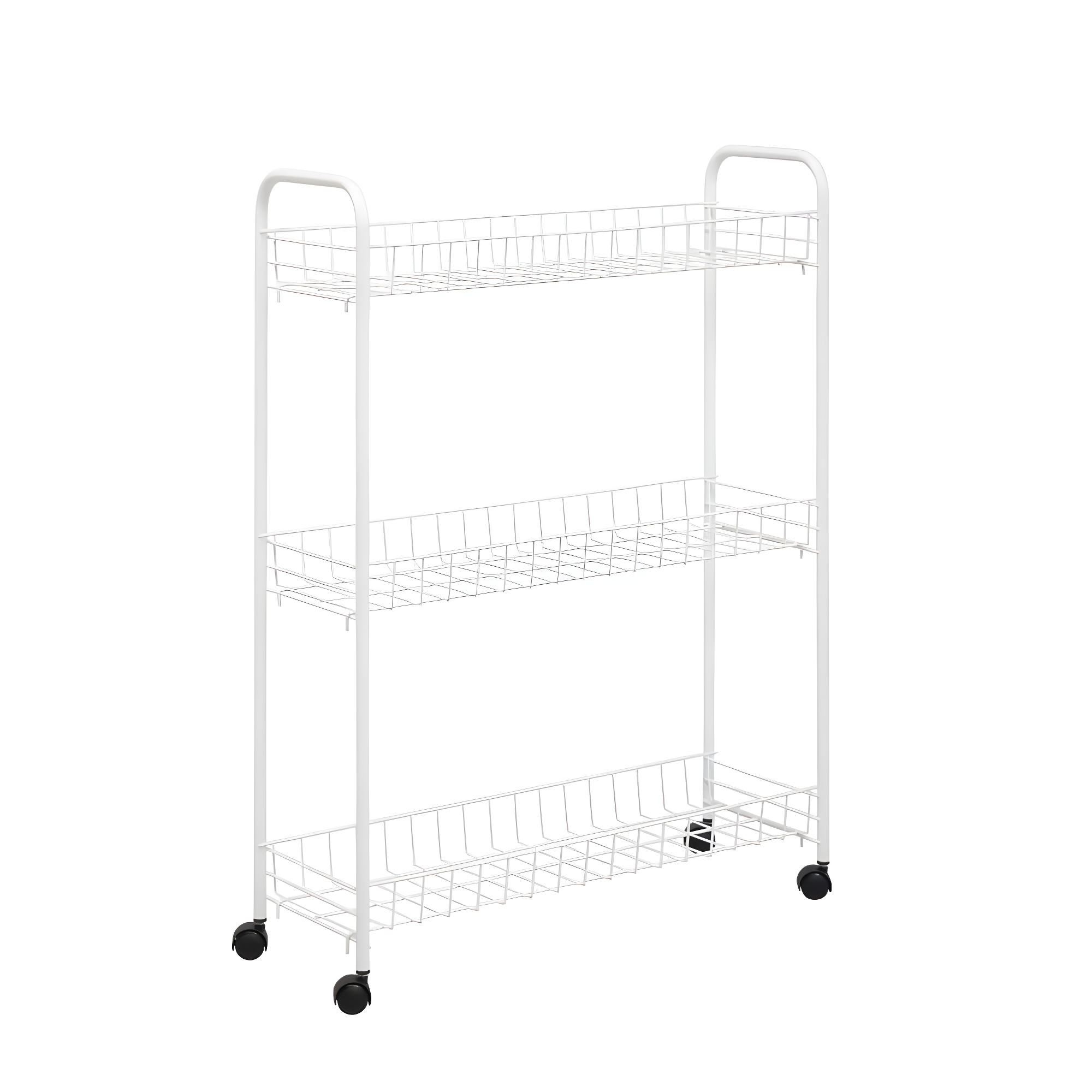 Honey-Can-Do 3-Tier Rolling Steel Storage Cart, White