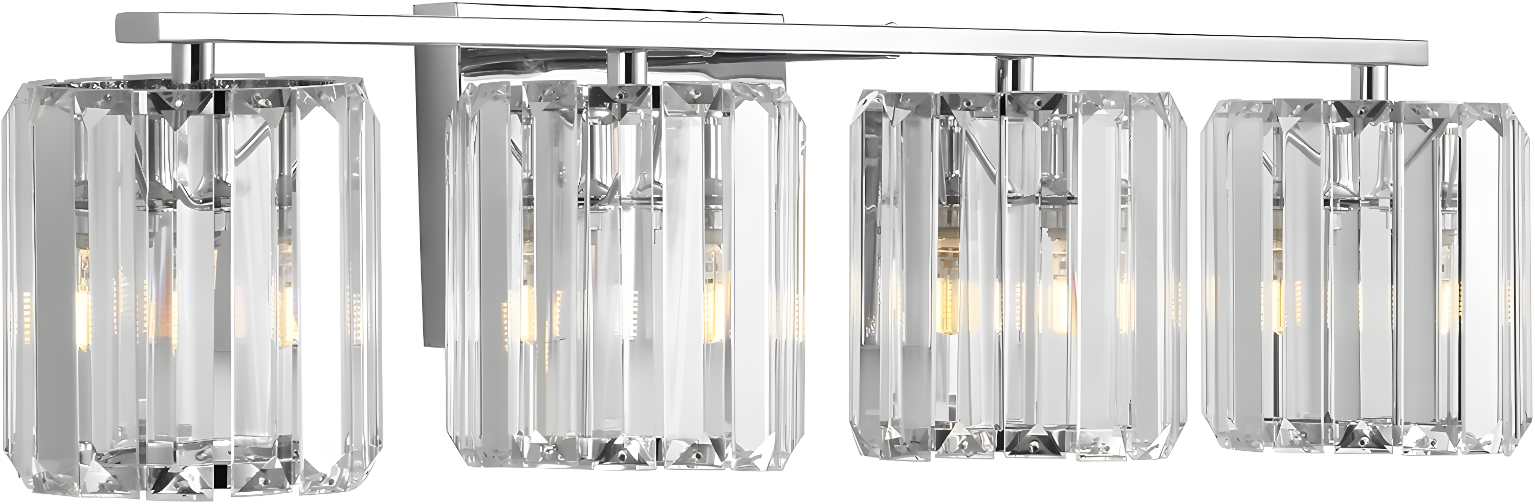 Coco Prism Vintage 29.75" 4-Light Metal/Glass Classic Glam LED Vanity Light, Chrome