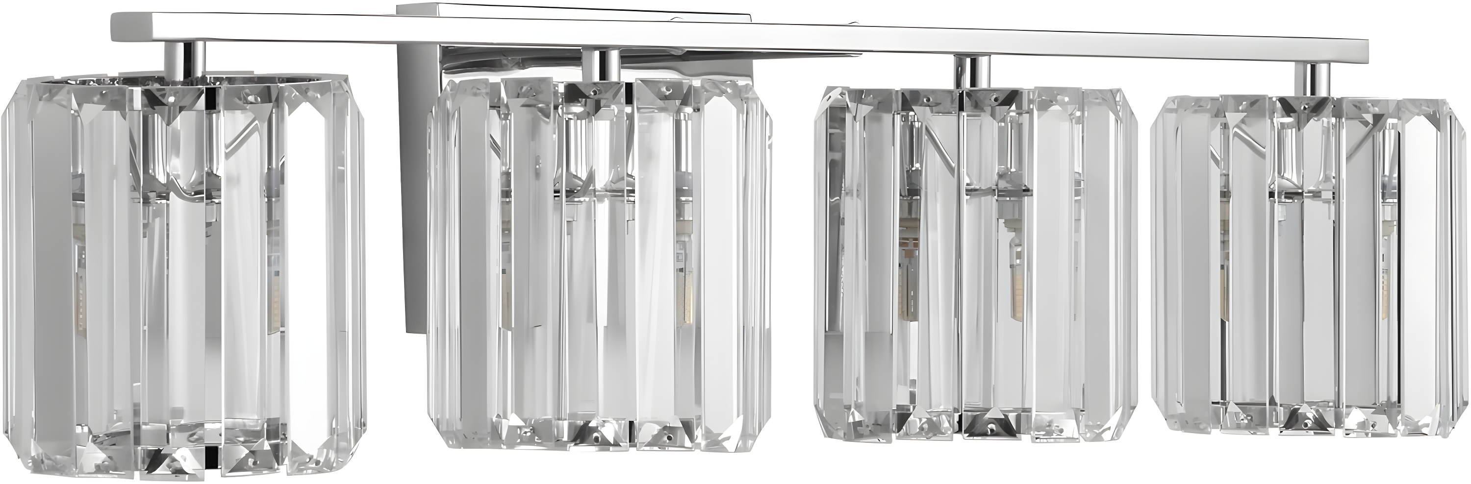 Coco Prism Vintage 29.75" 4-Light Metal/Glass Classic Glam LED Vanity Light, Chrome