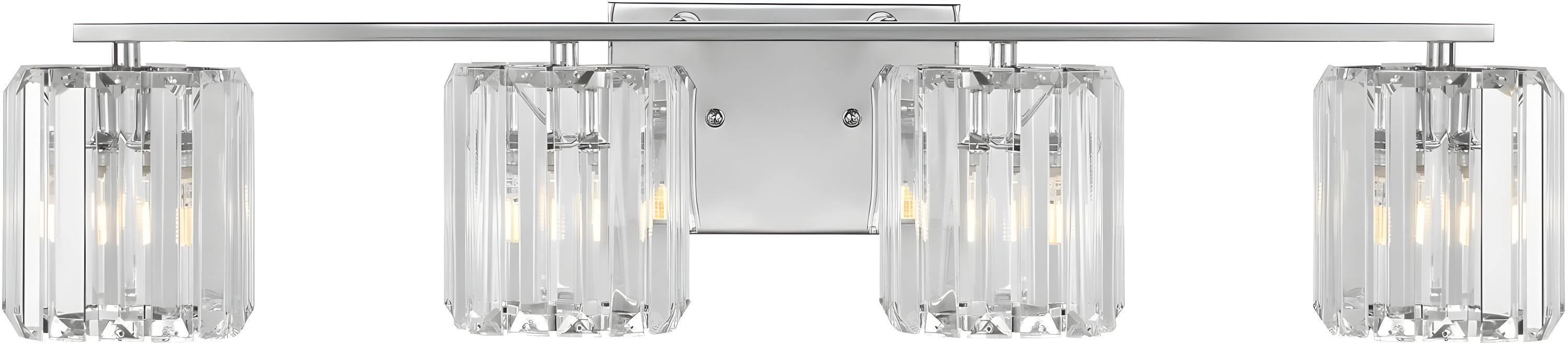 Coco Prism Vintage 29.75" 4-Light Metal/Glass Classic Glam LED Vanity Light, Chrome