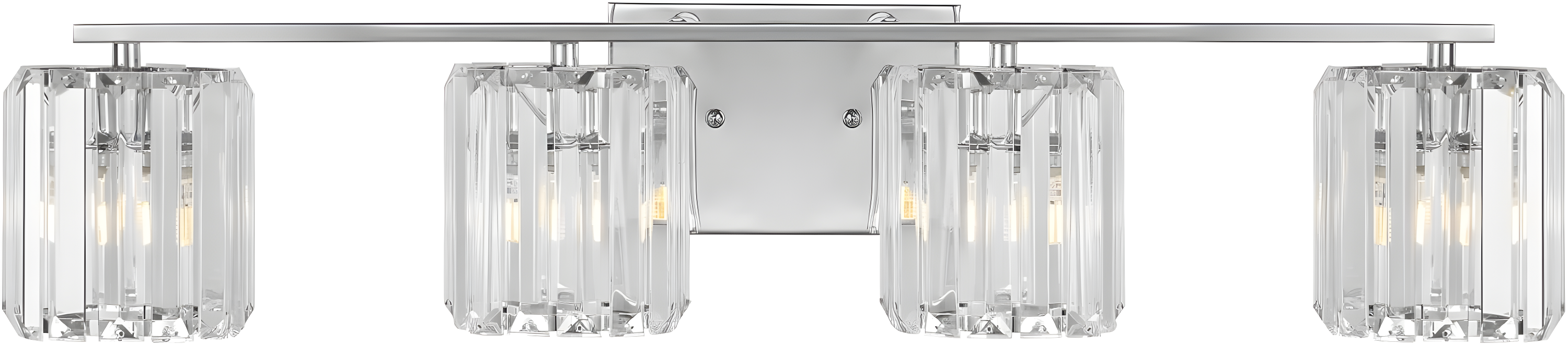 Coco Prism Vintage 29.75" 4-Light Metal/Glass Classic Glam LED Vanity Light, Chrome