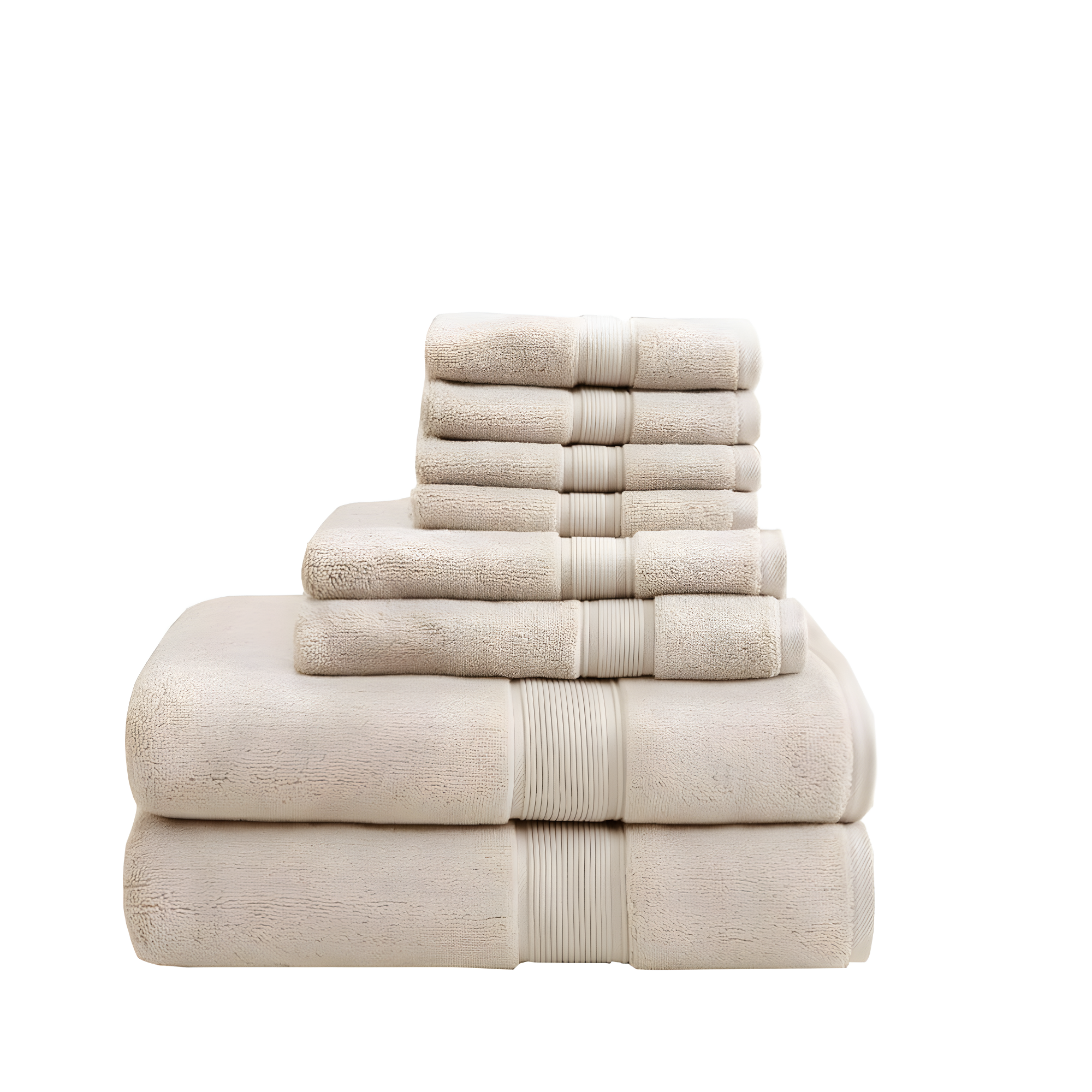 8pc Cotton Bath Towel Set Natural: Madison Park, Heavyweight Terry, OEKO-TEX Certified