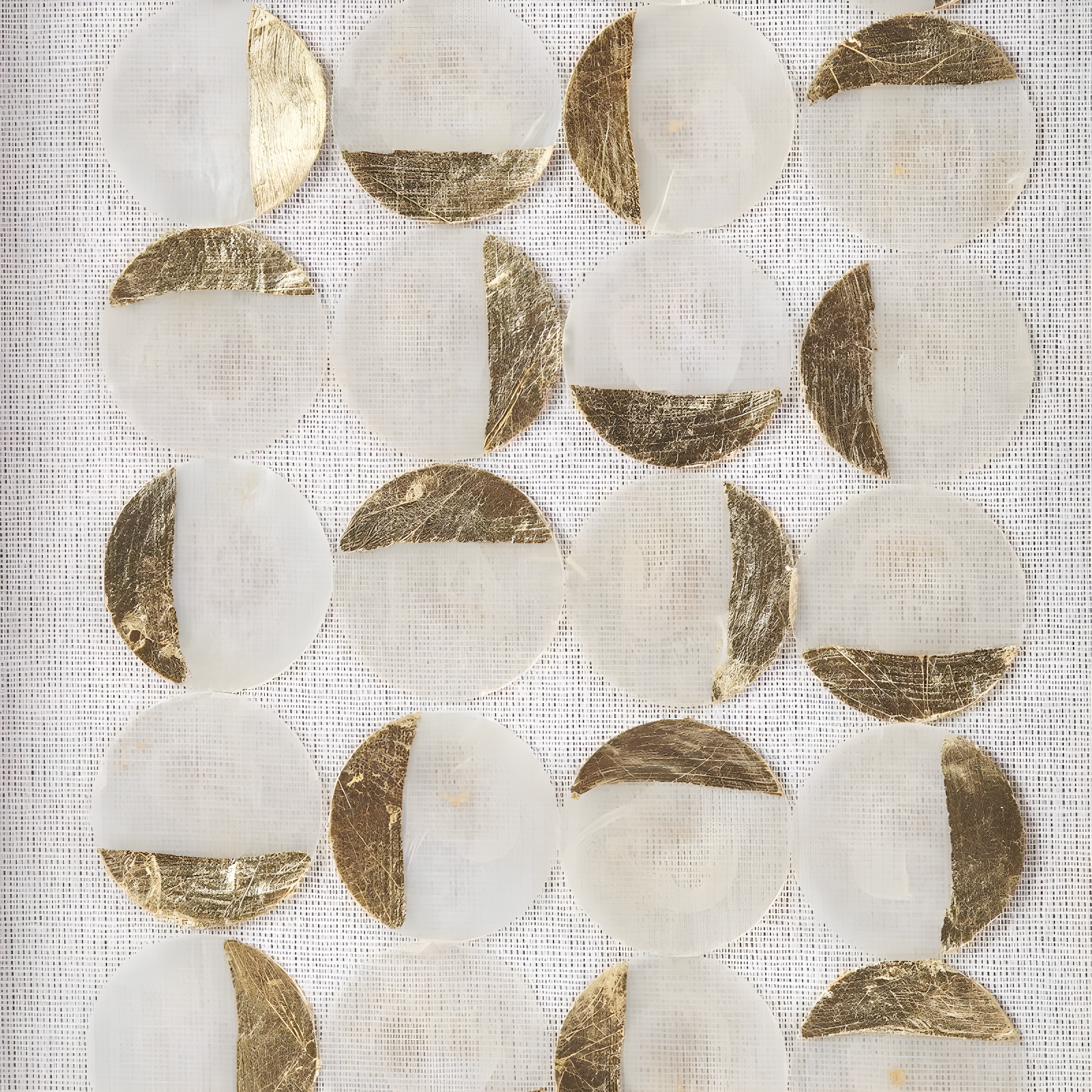 Mercury Row® Zeringue Emblem Natural Capiz with Gold Foil Shadowbox Wall Décor (Set of 2)