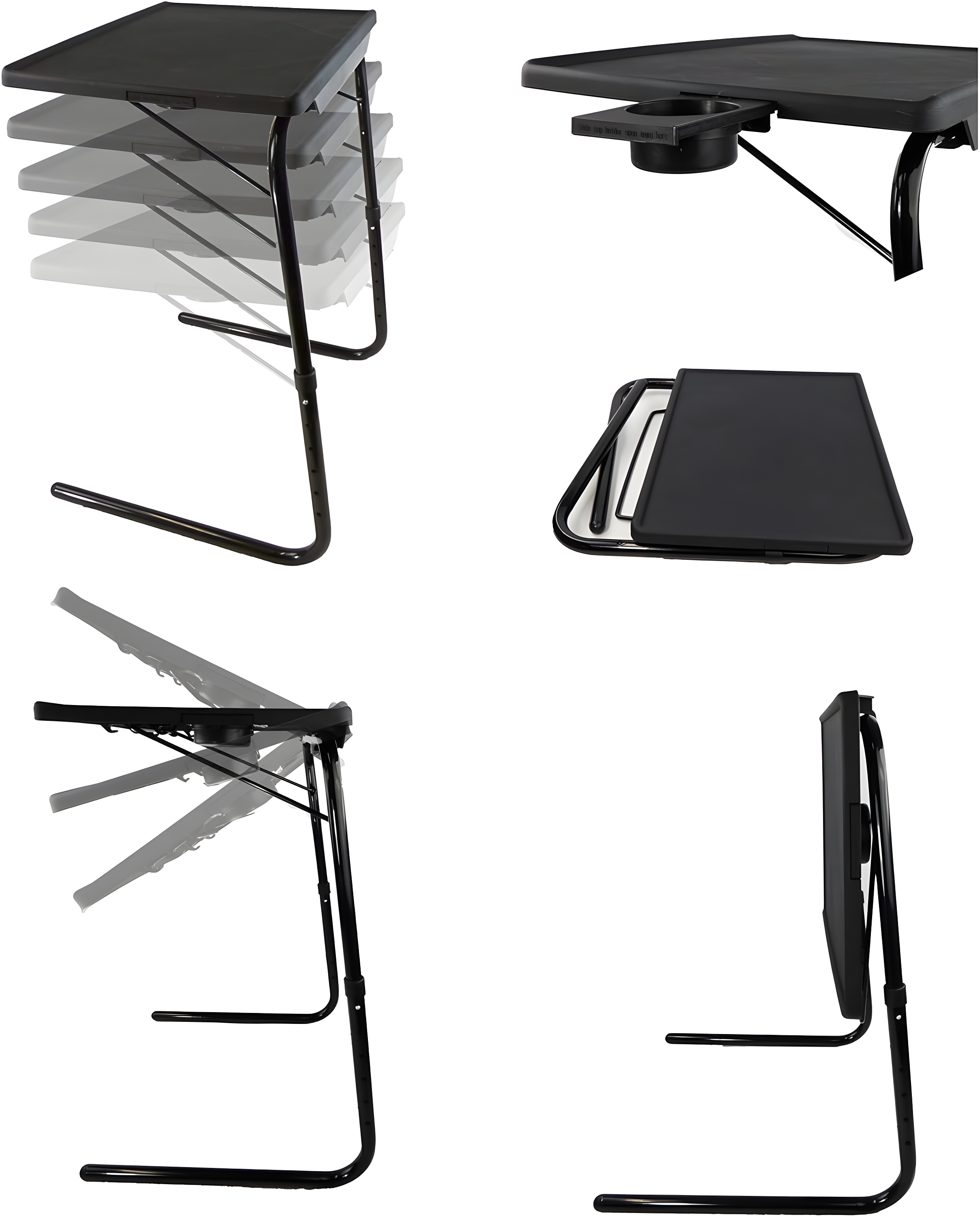 Veryke Portable Standing Adjustable Laptop Desk with Cup Holder, Tray Side Table for Home Office (Black)