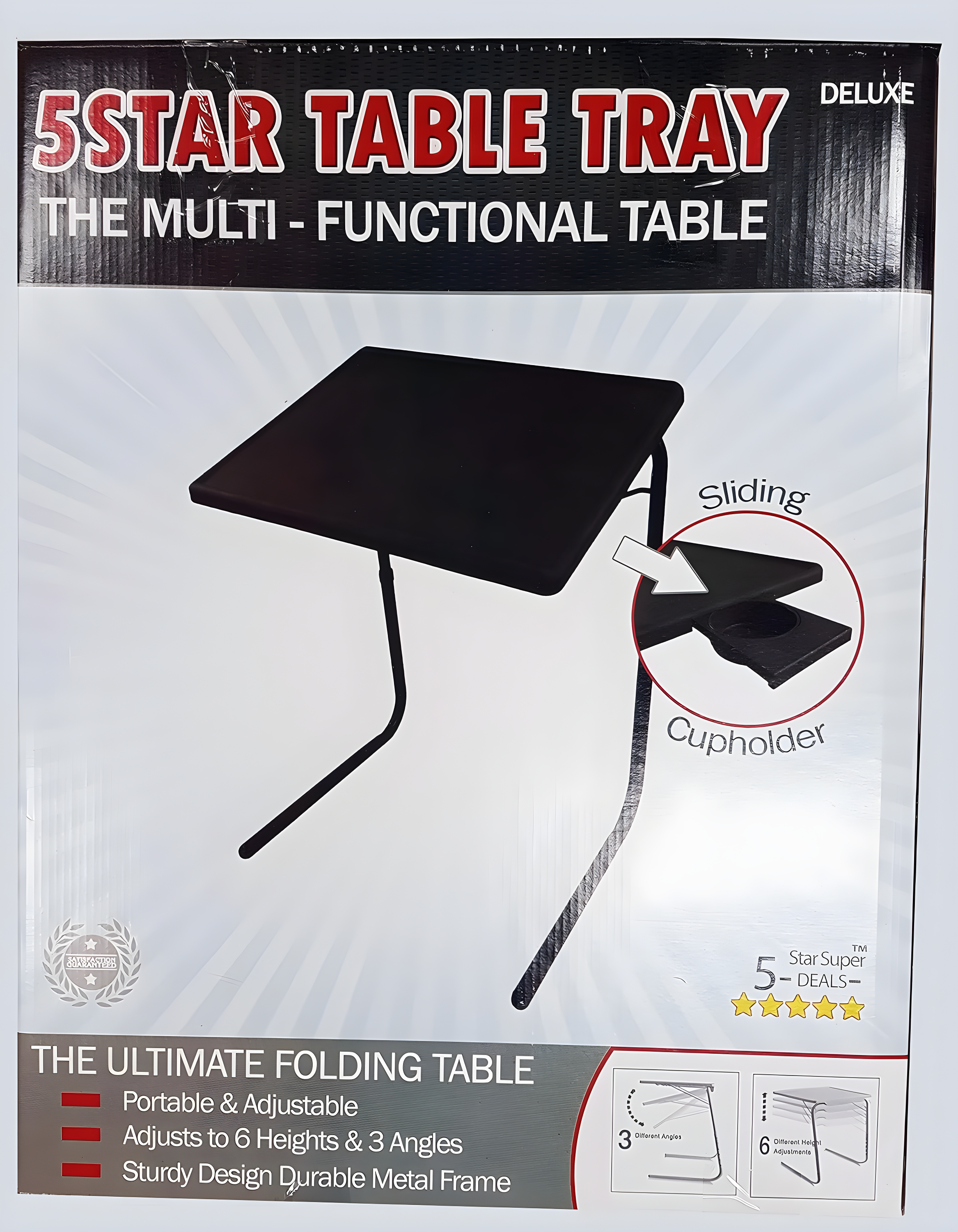 Veryke Portable Standing Adjustable Laptop Desk with Cup Holder, Tray Side Table for Home Office (Black)