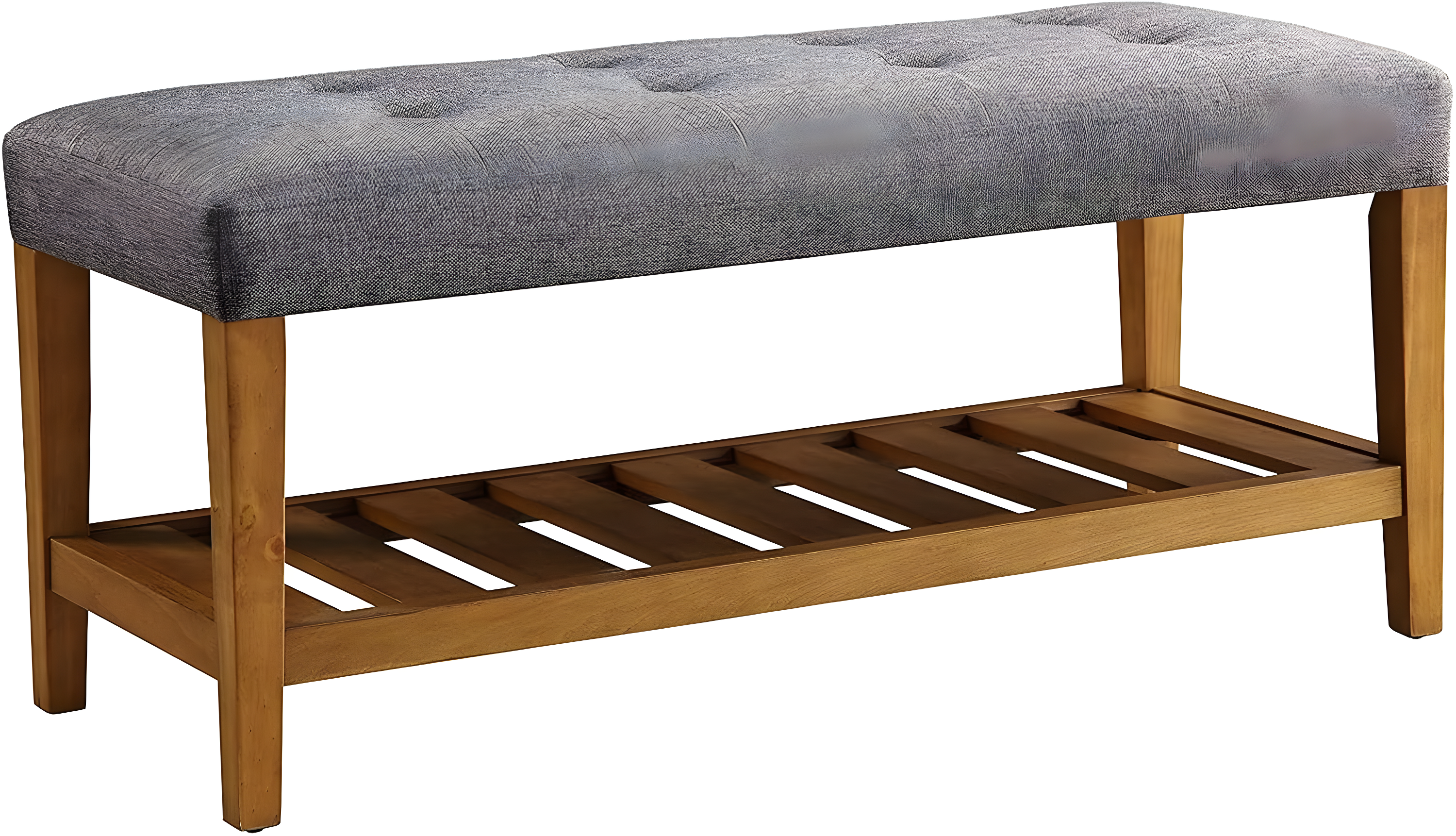 Acme Furniture Charla Bench Gray Fabric/Oak Finish