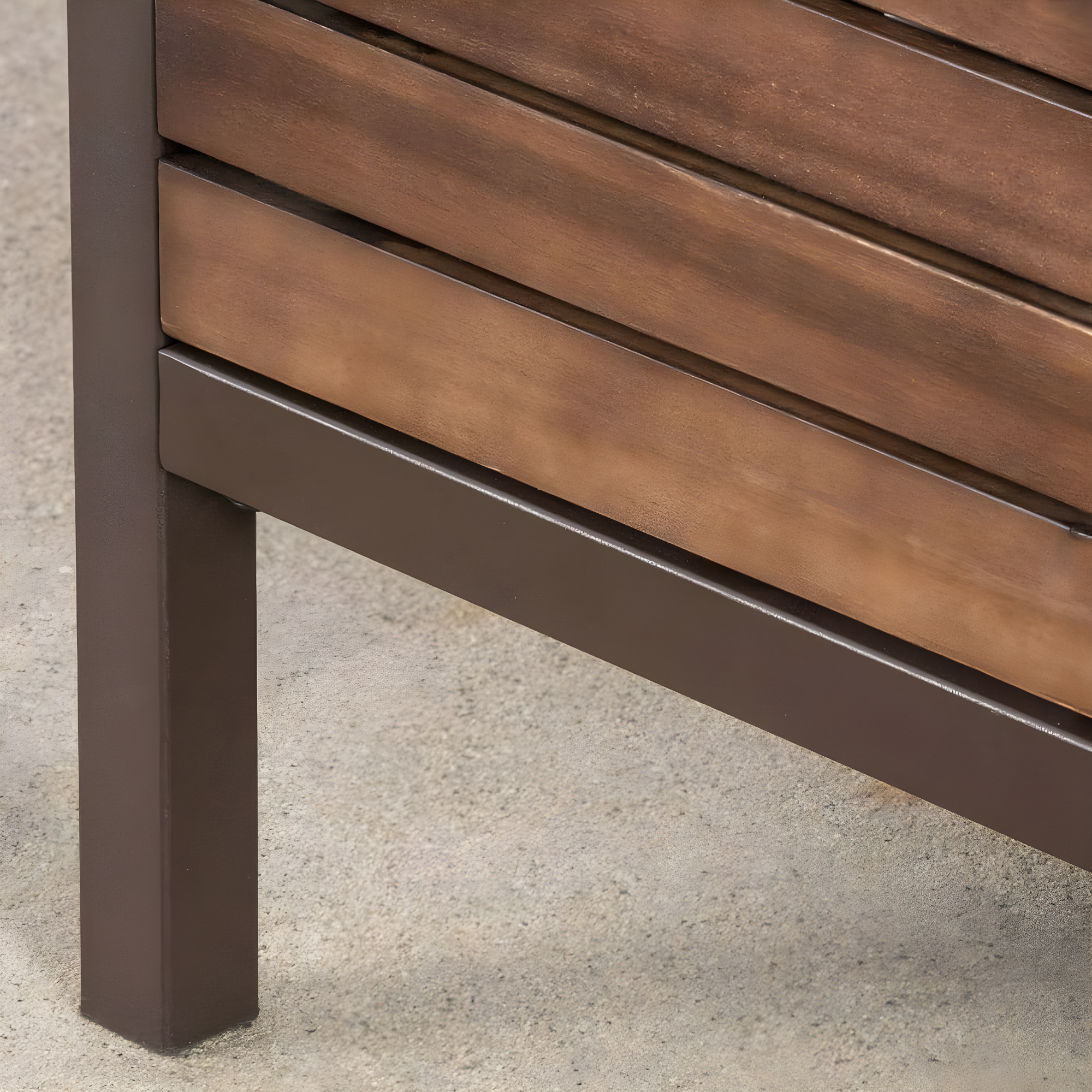 Noble House Milos Acacia Bar Table Dark Brown and Rustic Metal