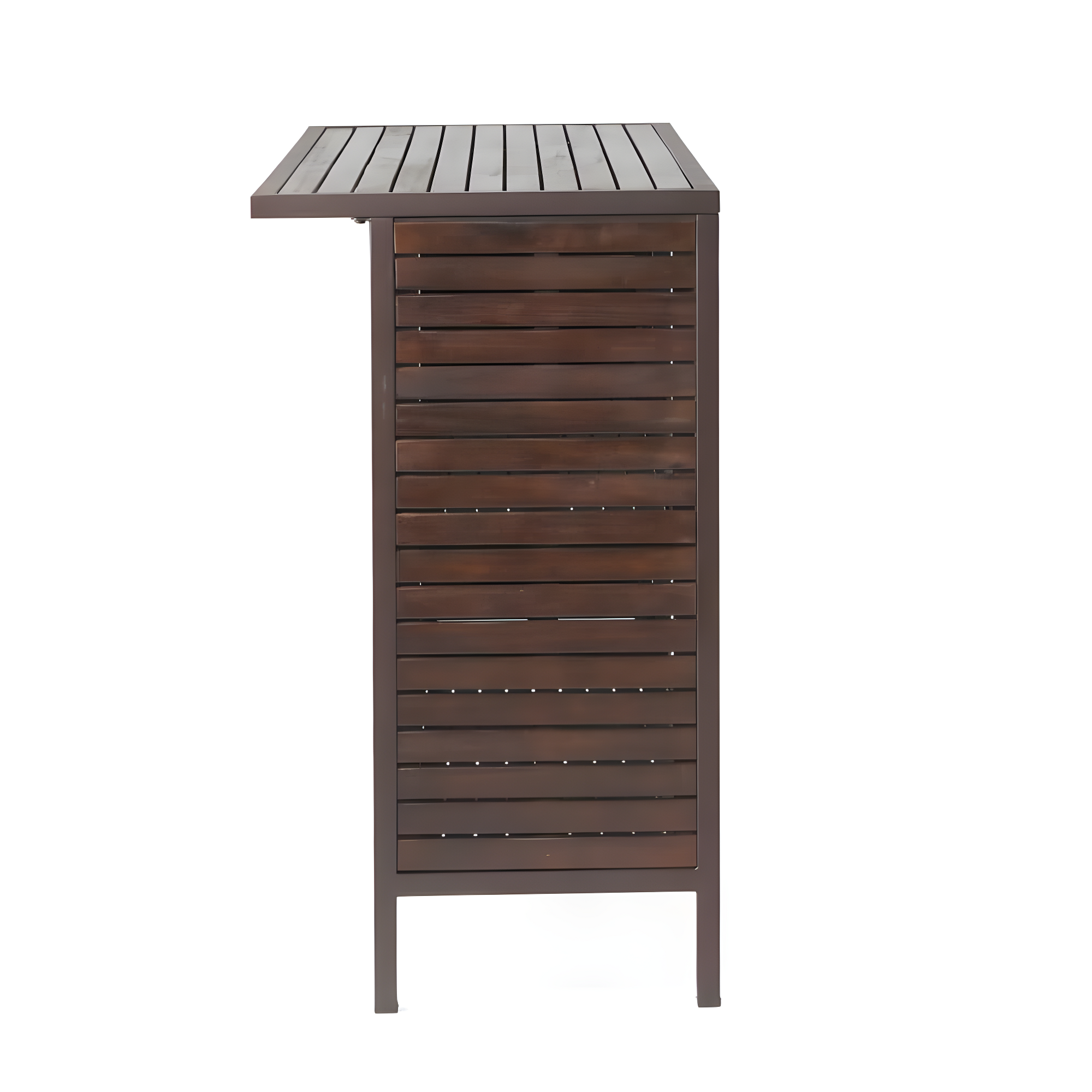Noble House Milos Acacia Bar Table Dark Brown and Rustic Metal