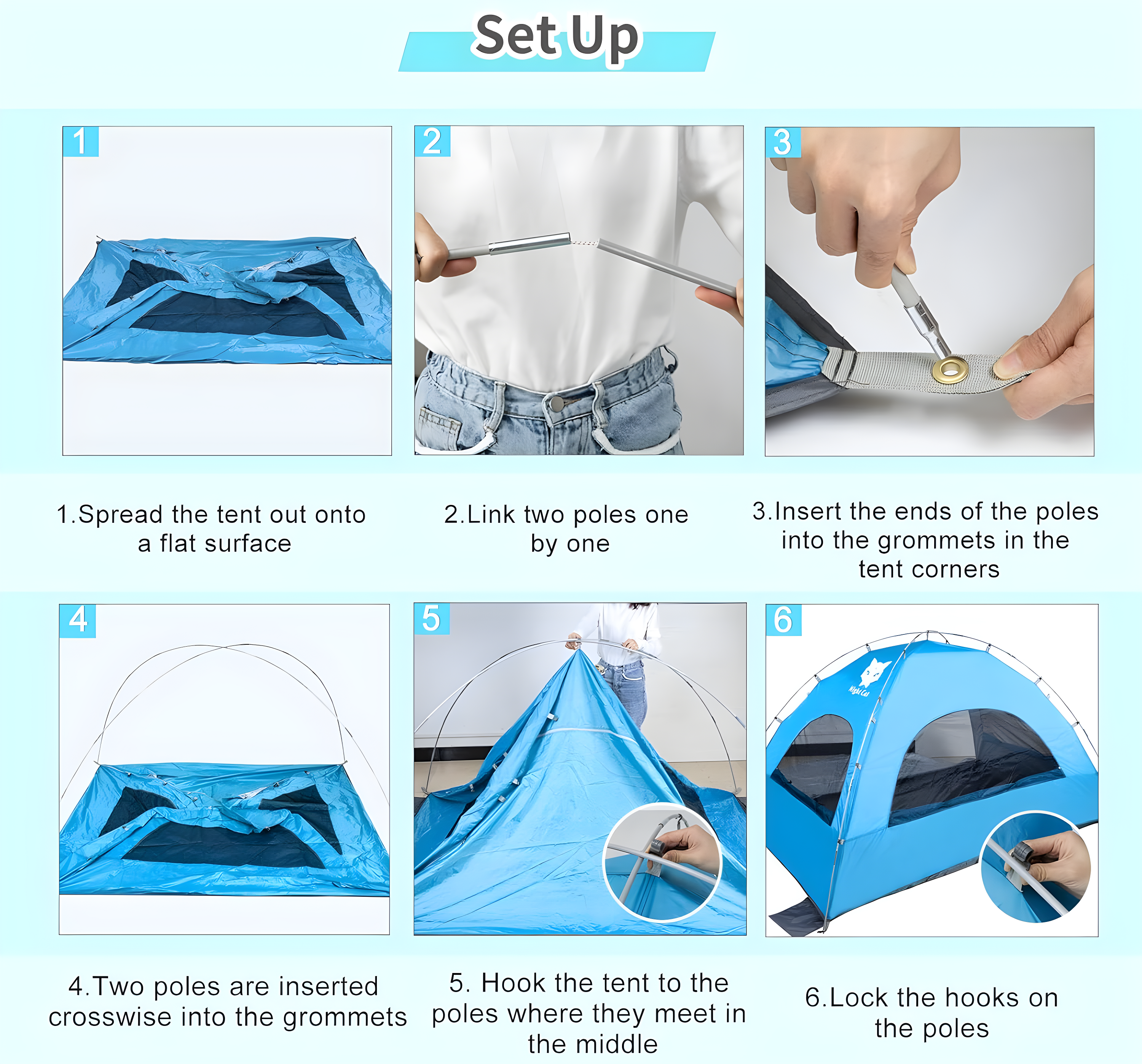 Blue 4-Person Summer Portable Beach Tent with UV Protection