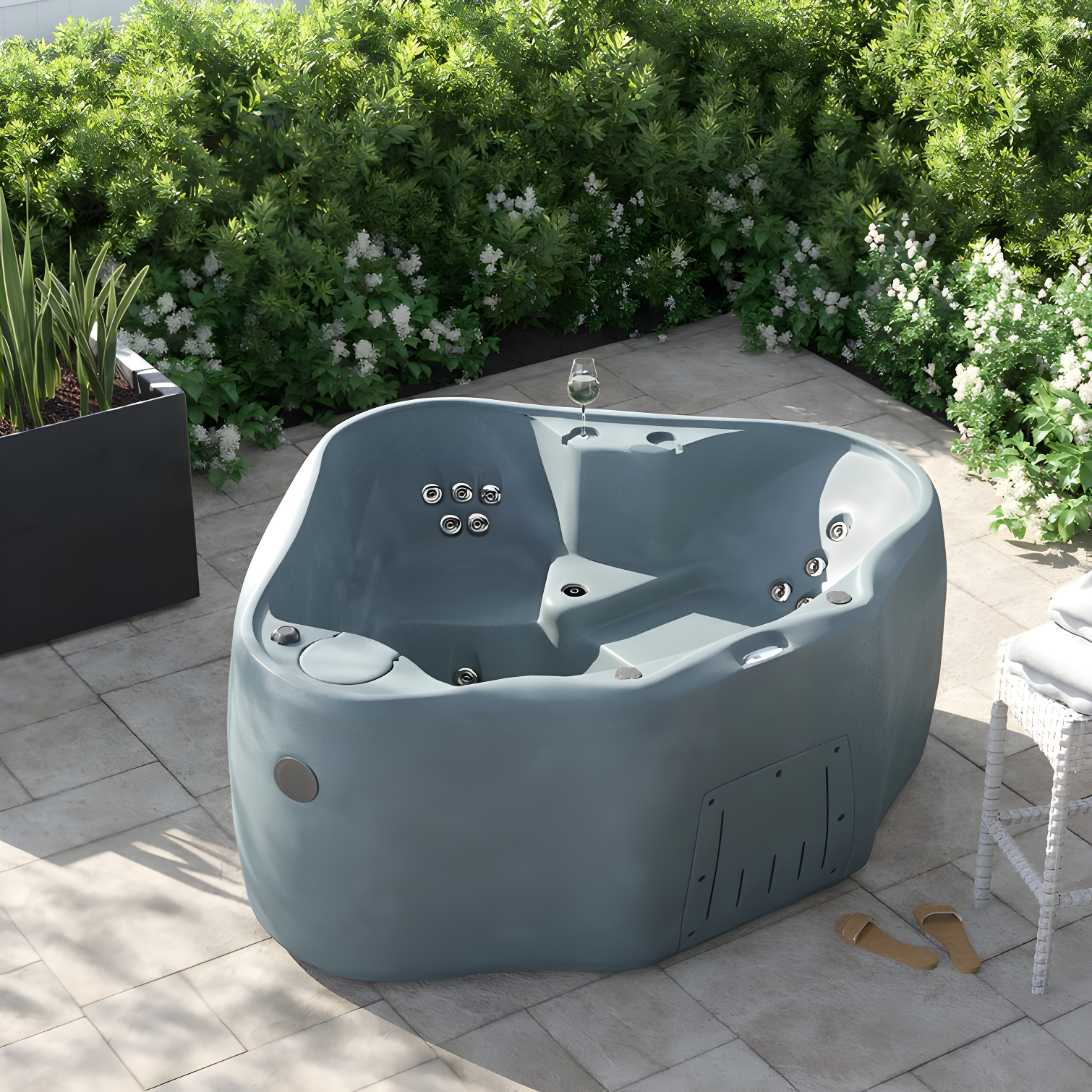 AquaRest Spas, powered by Jacuzzi® pumps AquaRest Discover AR300 Standard 2-Person 20-Jet Oval Plug & Play Hot Tub with LED Waterfall and Friciton Heating