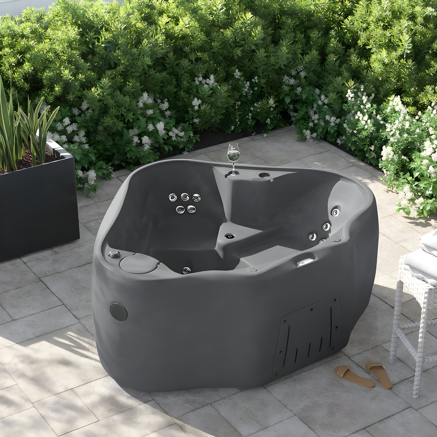 AquaRest Spas, powered by Jacuzzi® pumps AquaRest Discover AR300 Standard 2-Person 20-Jet Oval Plug & Play Hot Tub with LED Waterfall and Friciton Heating