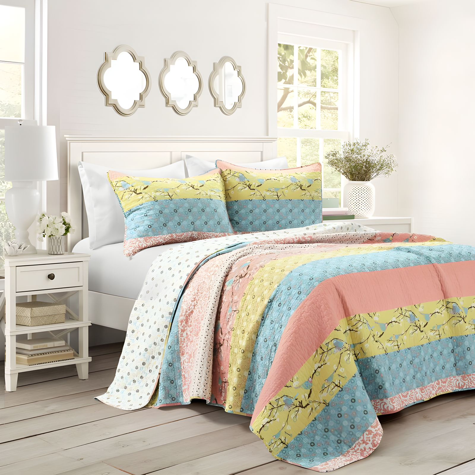Royal Empire Cotton Reversible 3 Piece Quilt Set