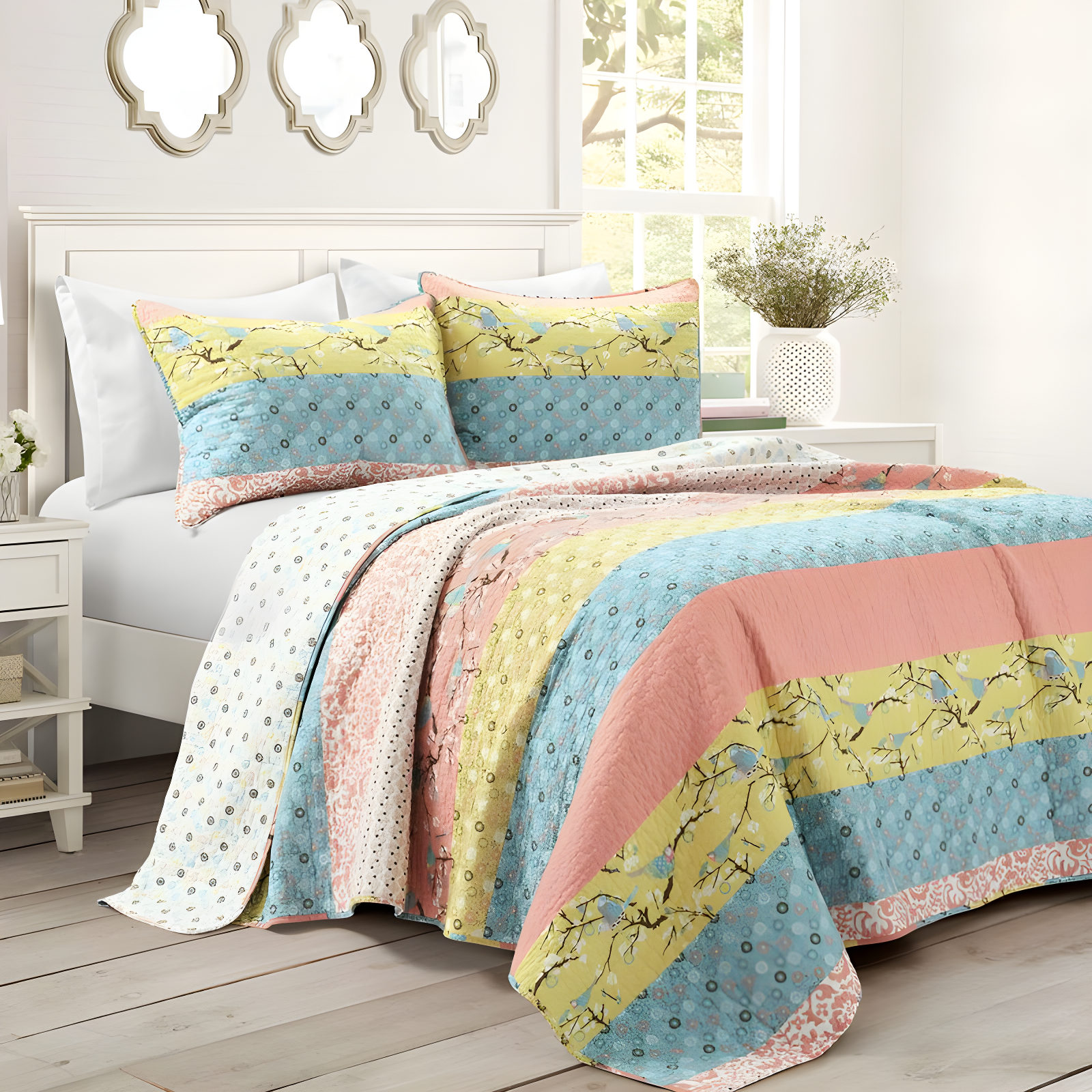 Royal Empire Cotton Reversible 3 Piece Quilt Set