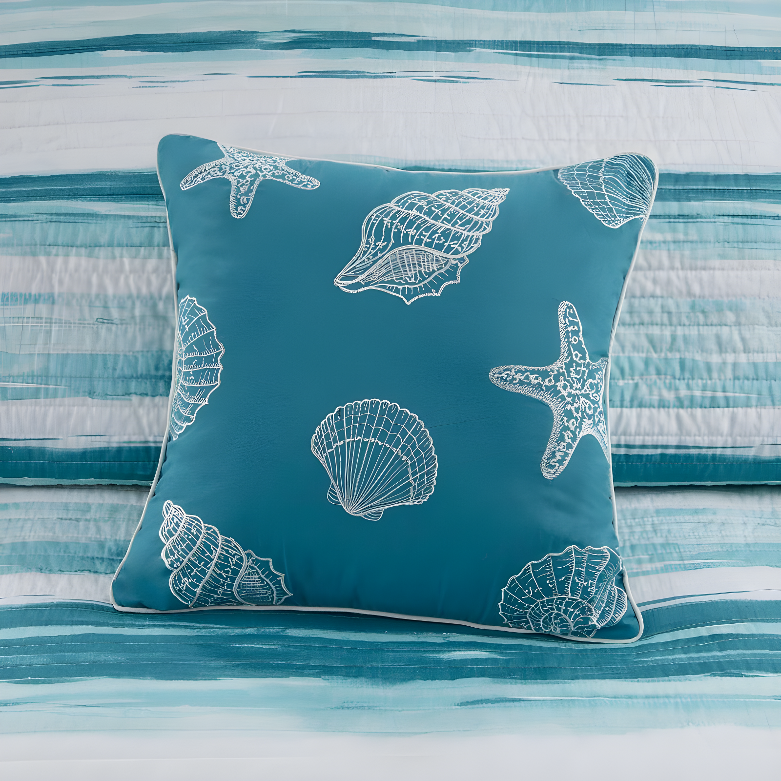 Marina 6 Piece Printed Quilt Set with Throw Pillows