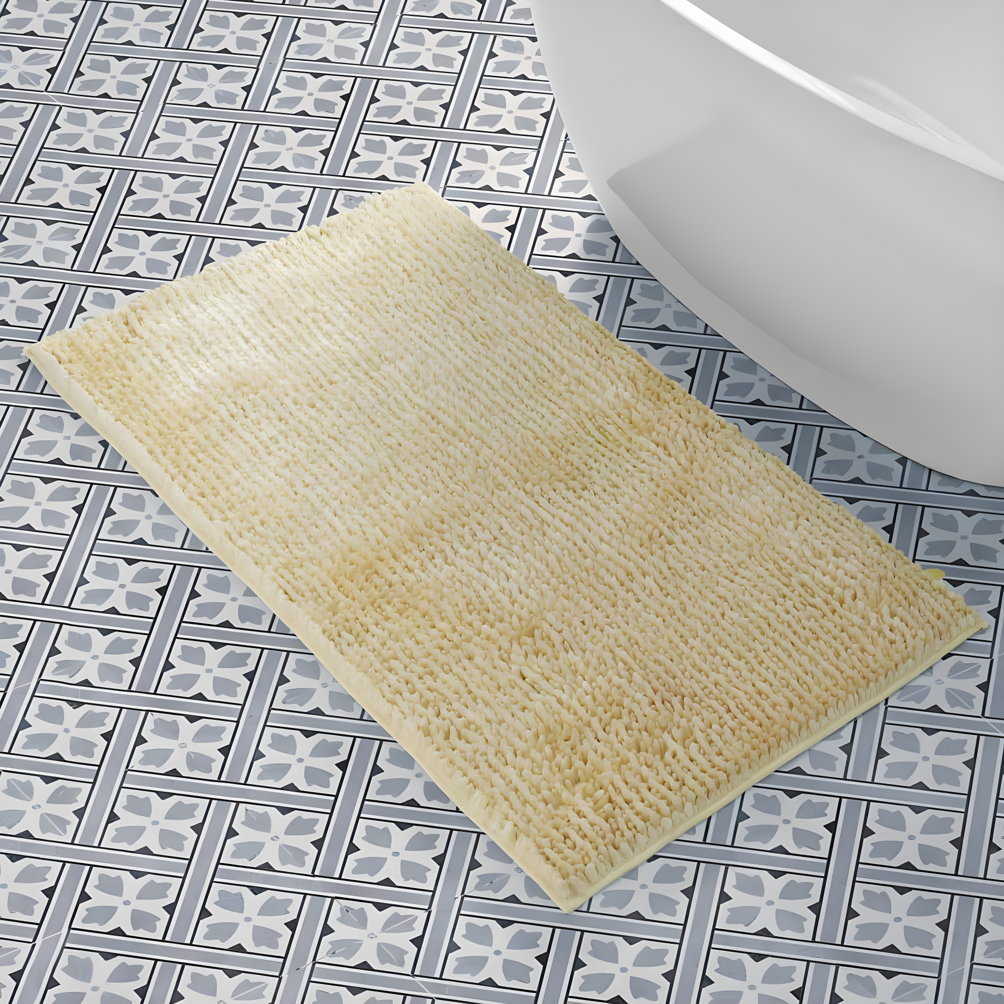 Laura Ashley Butter Chenille Bath Rug