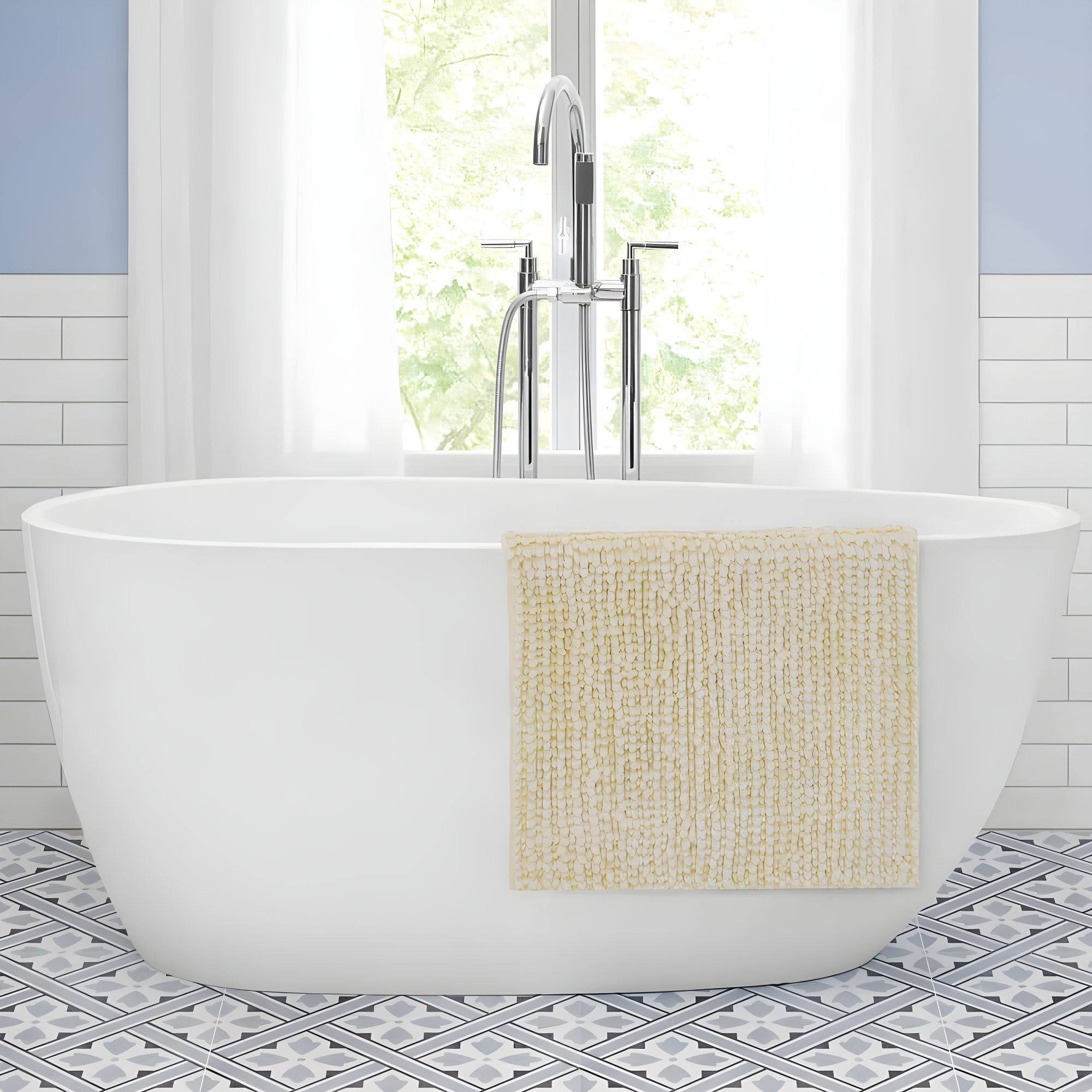 Laura Ashley Butter Chenille Bath Rug