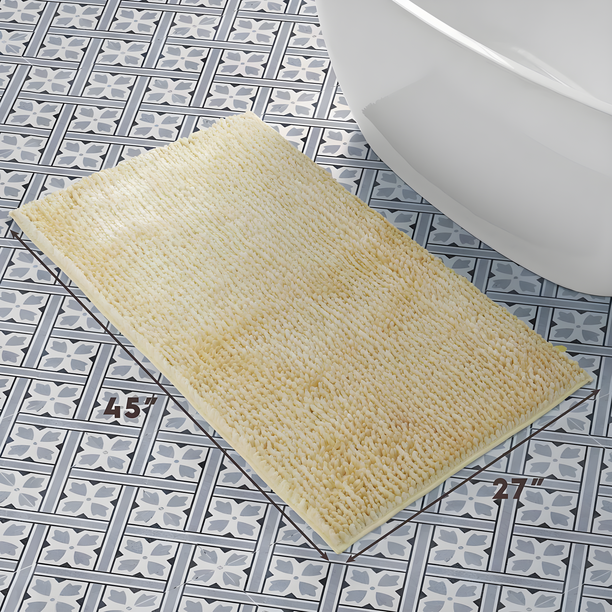 Laura Ashley Butter Chenille Bath Rug