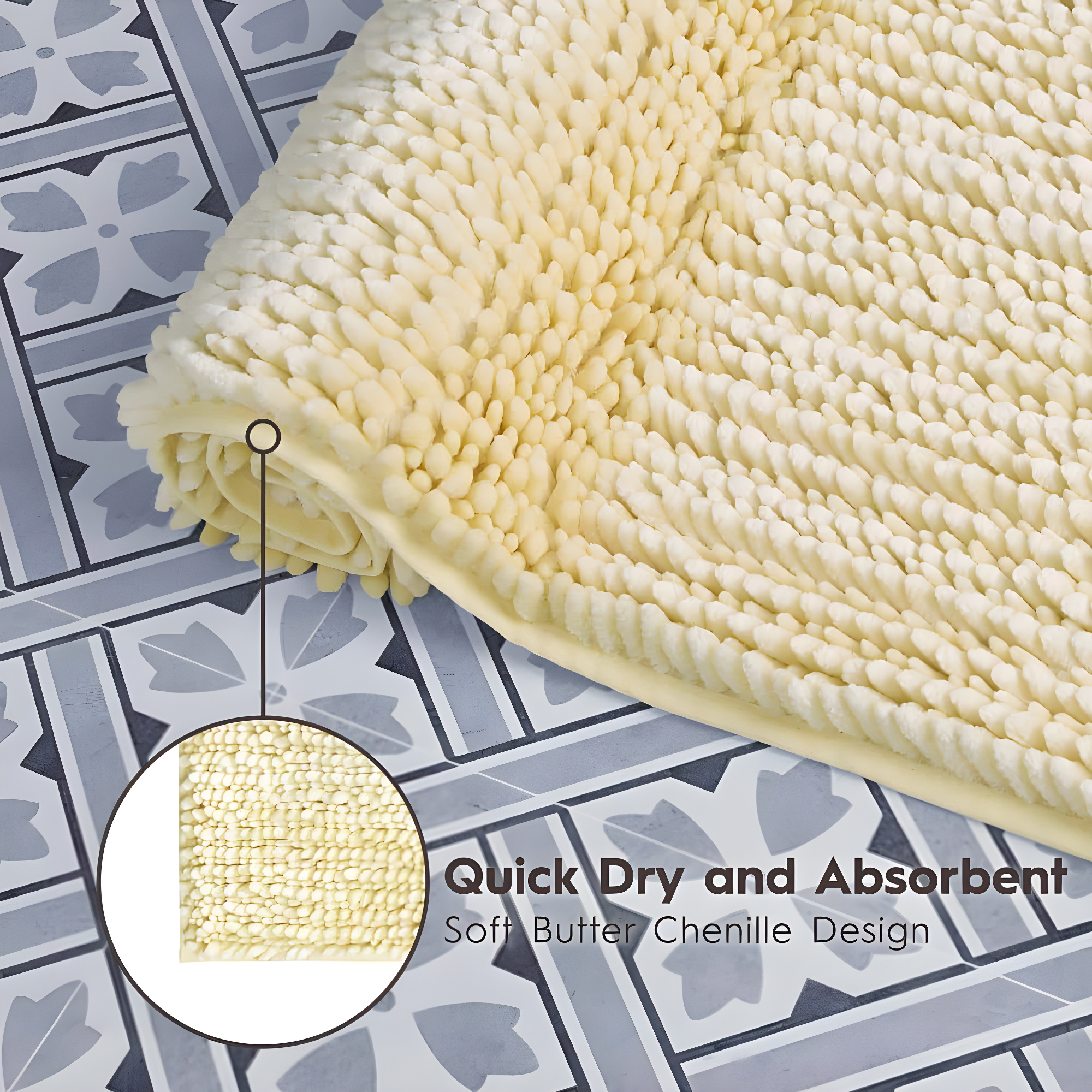 Laura Ashley Butter Chenille Bath Rug
