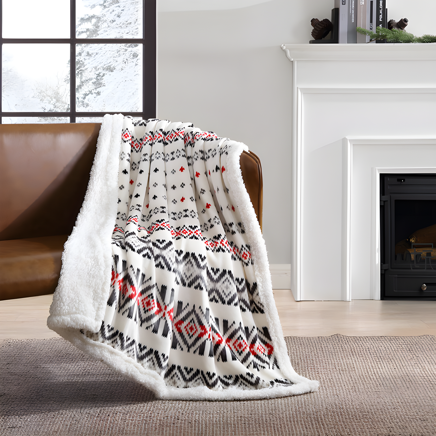 Eddie Bauer Eddie Bauer Plush Plaid Sherpa Reversible Blanket