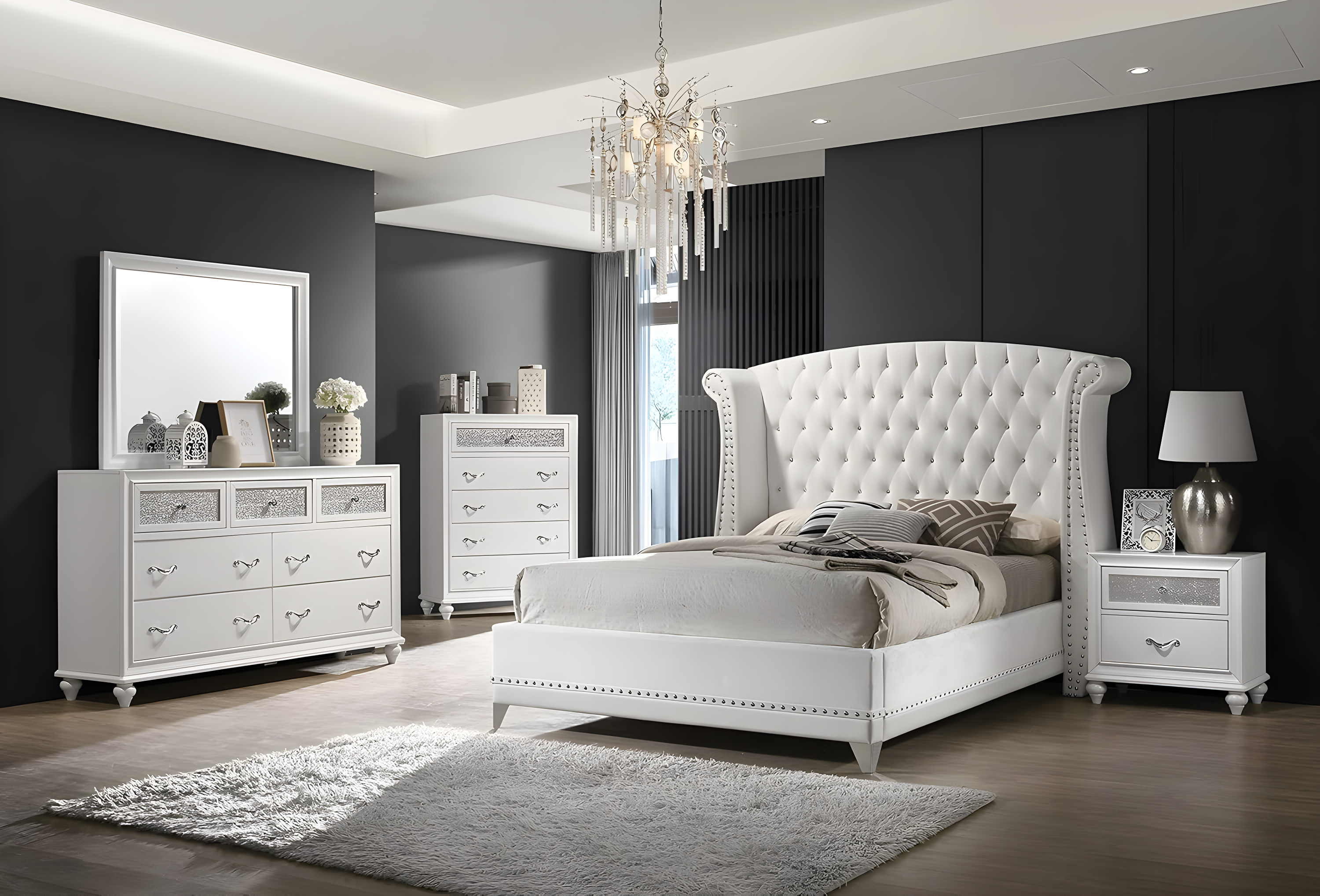 Barzini Upholstered Wingback Bed