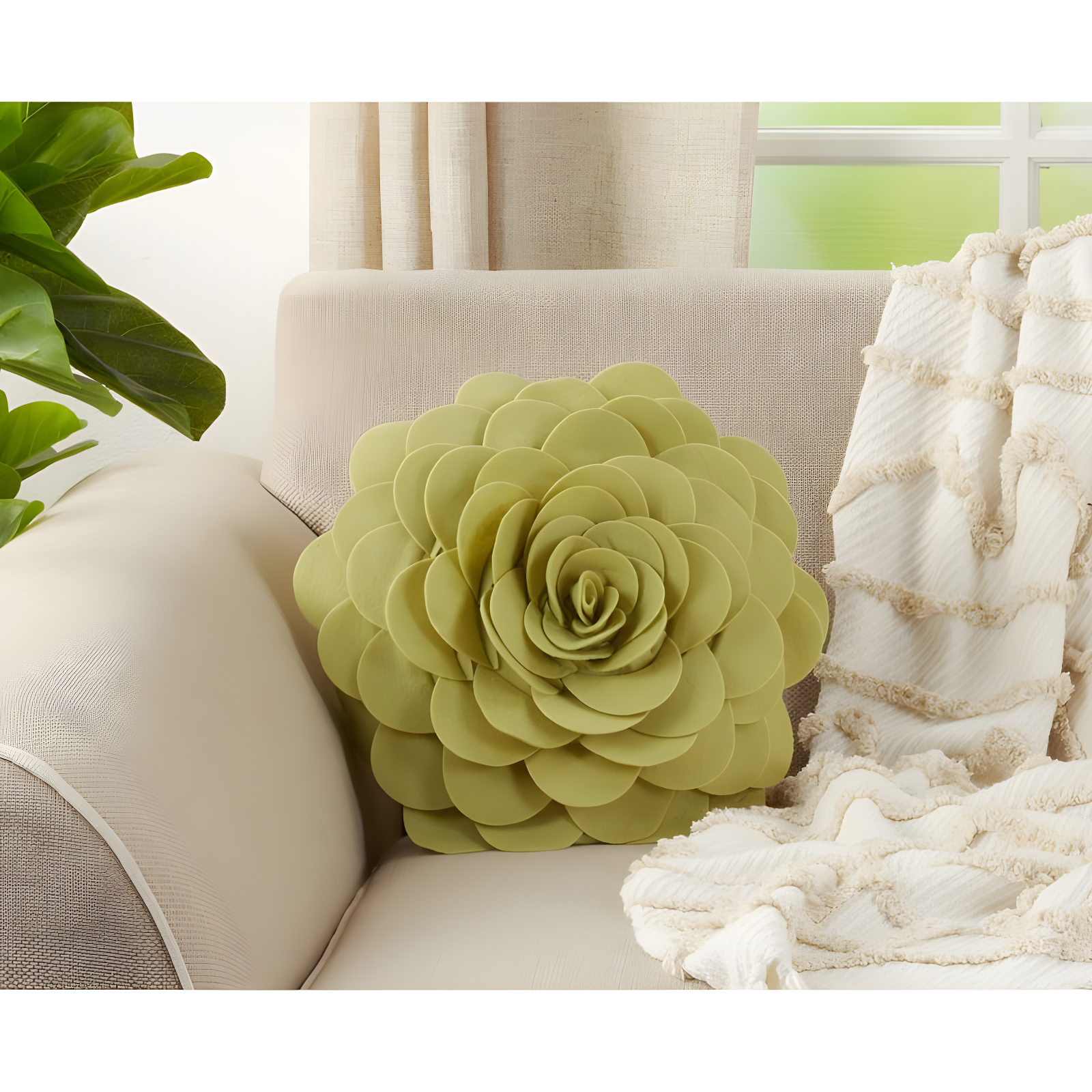 Saro Felt Collection Appliqued Felt Throw Pillow