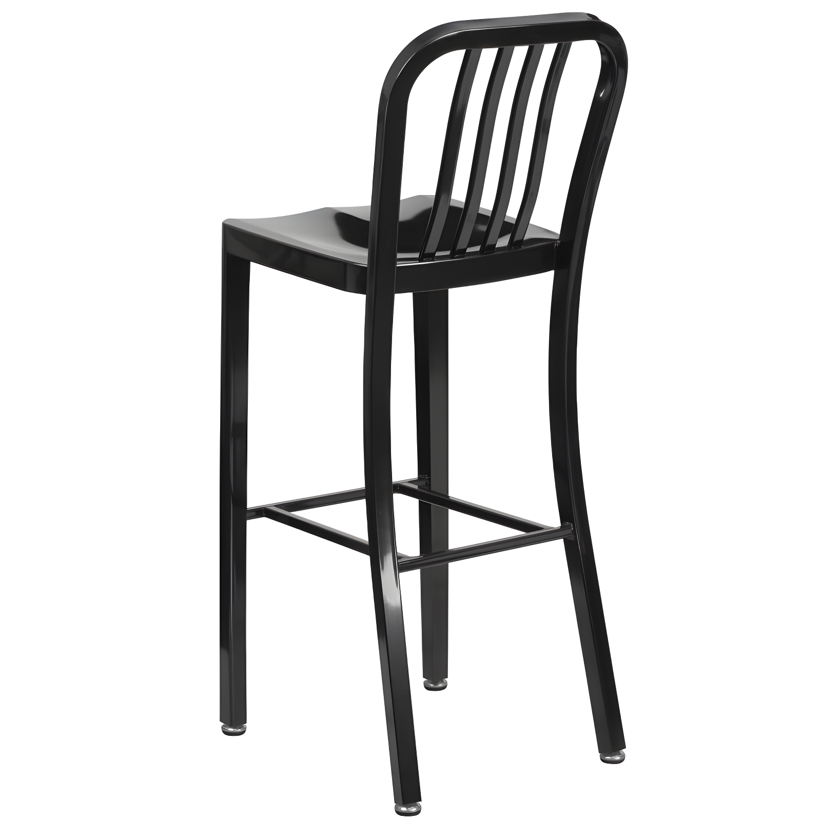 Flash Furniture Commercial Grade 30" High Black Metal Indoor-Outdoor Barstool with Vertical Slat Back