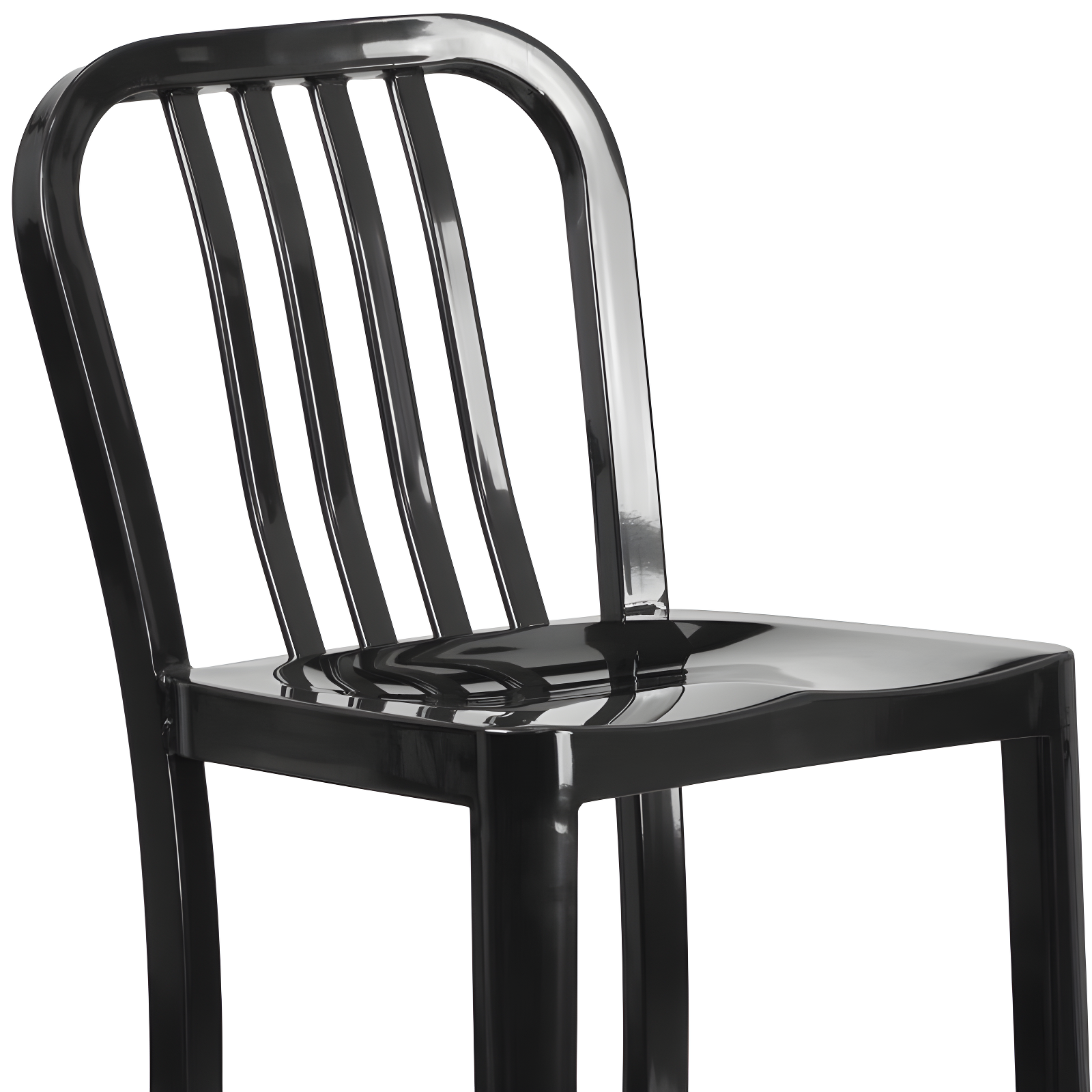 Flash Furniture Commercial Grade 30" High Black Metal Indoor-Outdoor Barstool with Vertical Slat Back