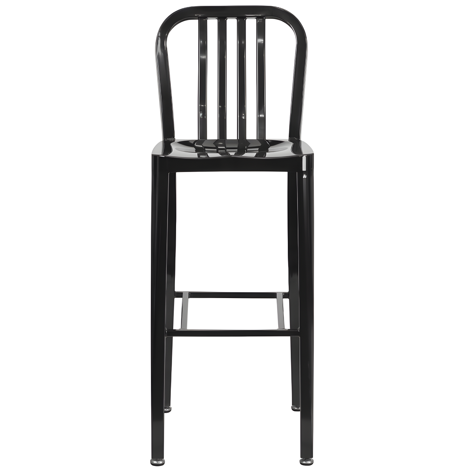 Flash Furniture Commercial Grade 30" High Black Metal Indoor-Outdoor Barstool with Vertical Slat Back
