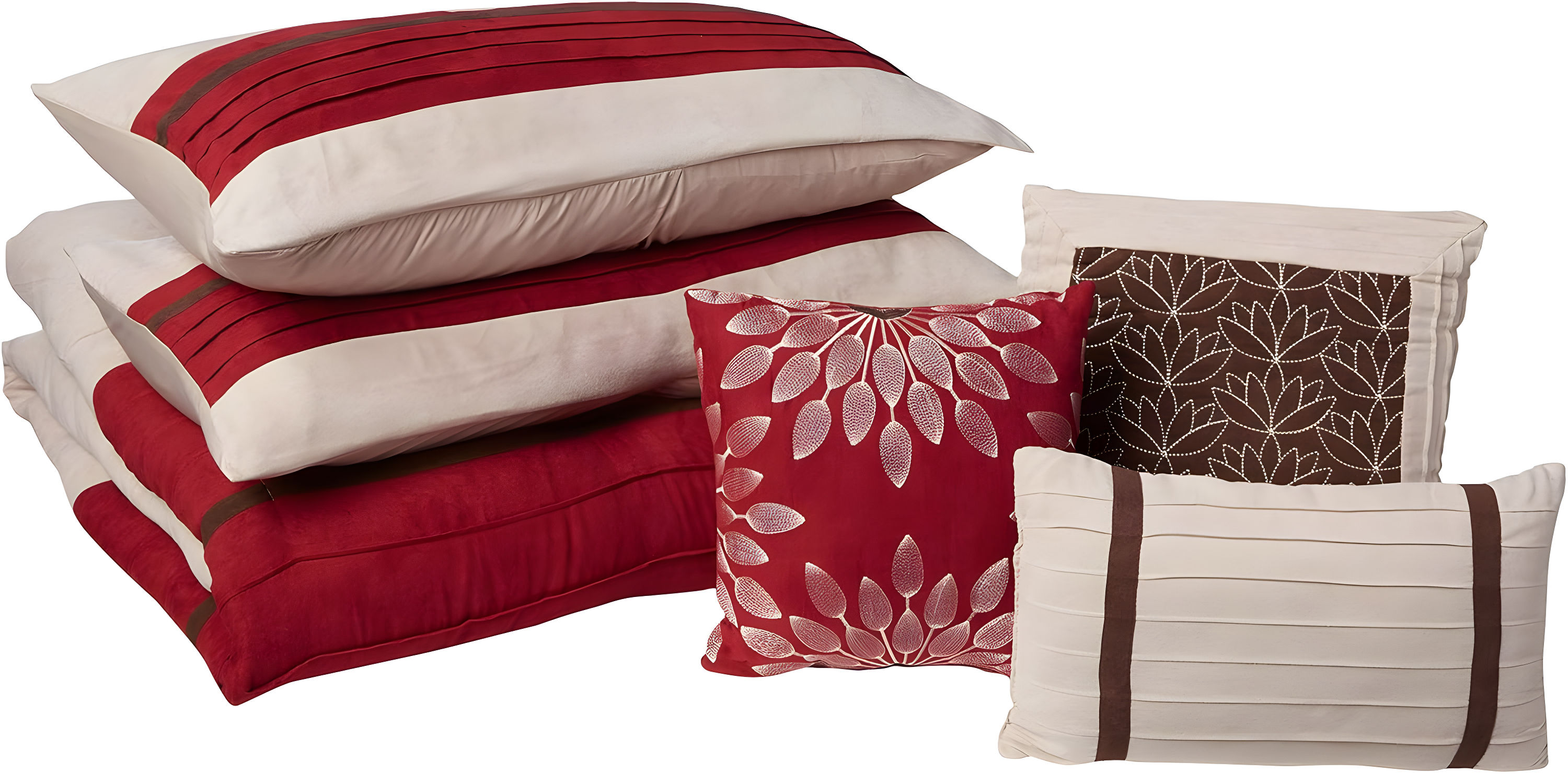 7pc California King Dakota Microsuede Comforter Set Red: Madison Park, Hypoallergenic, Embroidered, Machine Washable
